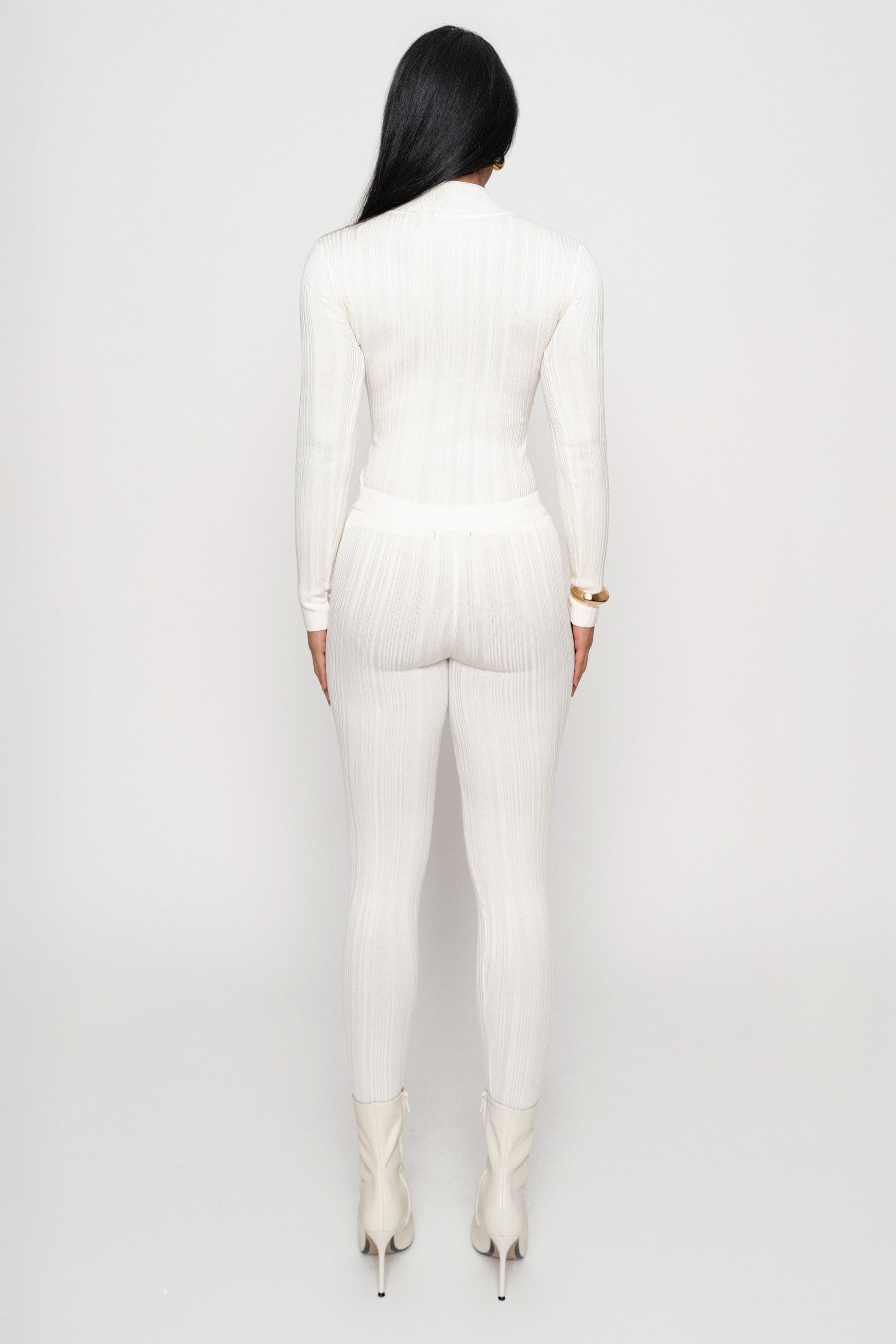 Ivory Ribbed Mock Neck Top JLUXLABEL