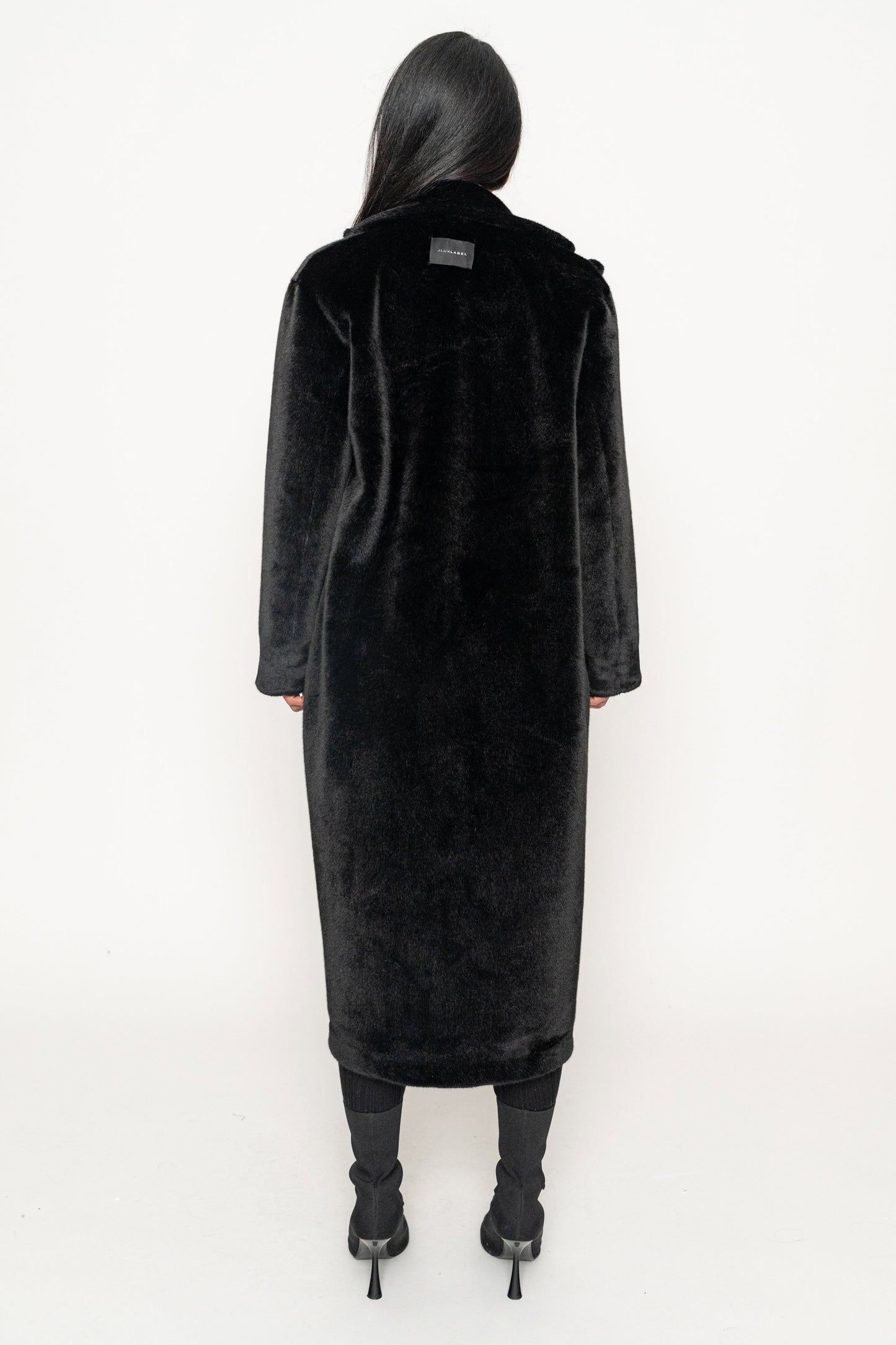 Black Thelma Reversible Suede Coat JLUXLABEL
