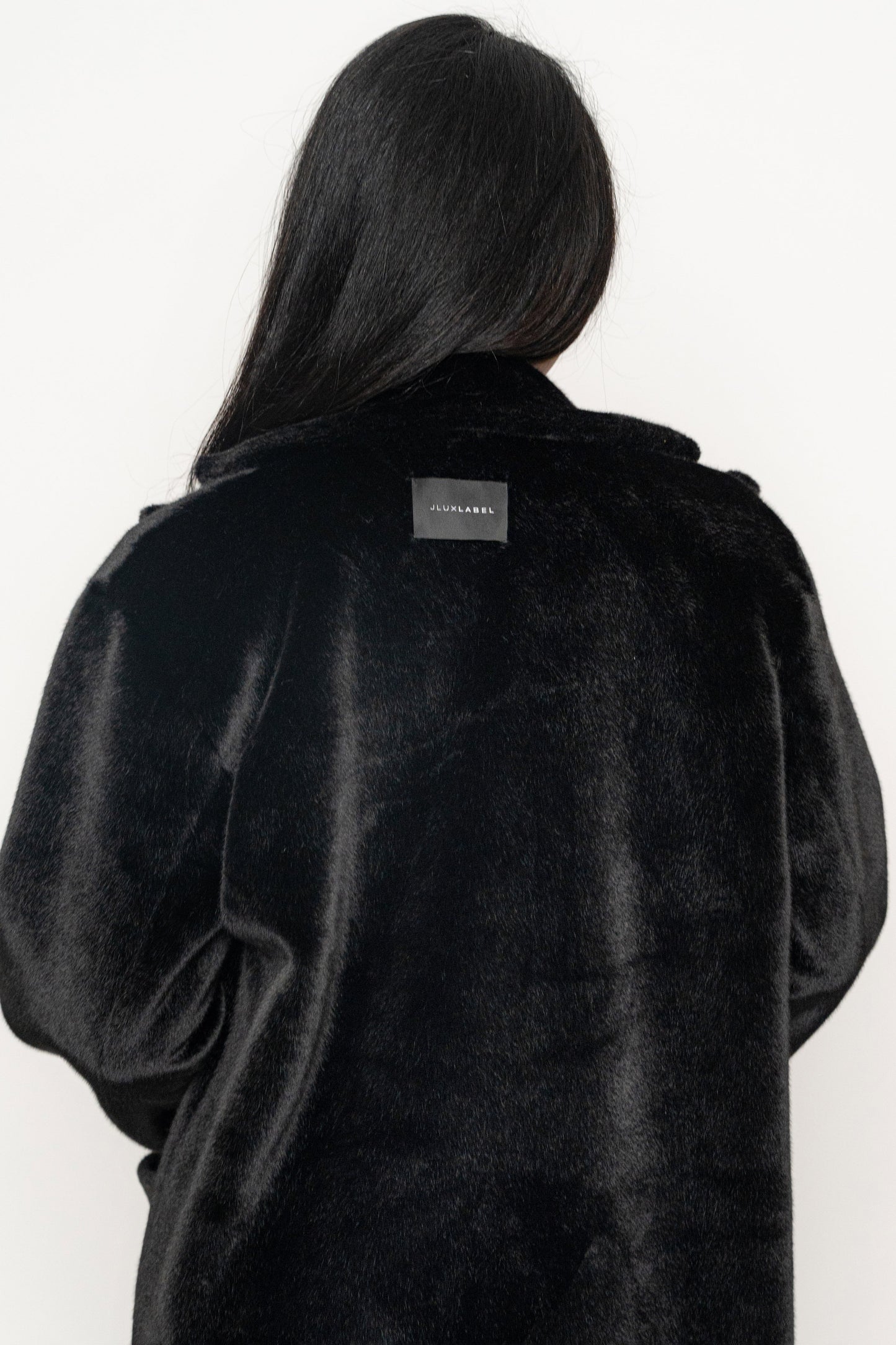 Black Thelma Reversible Suede Coat JLUXLABEL