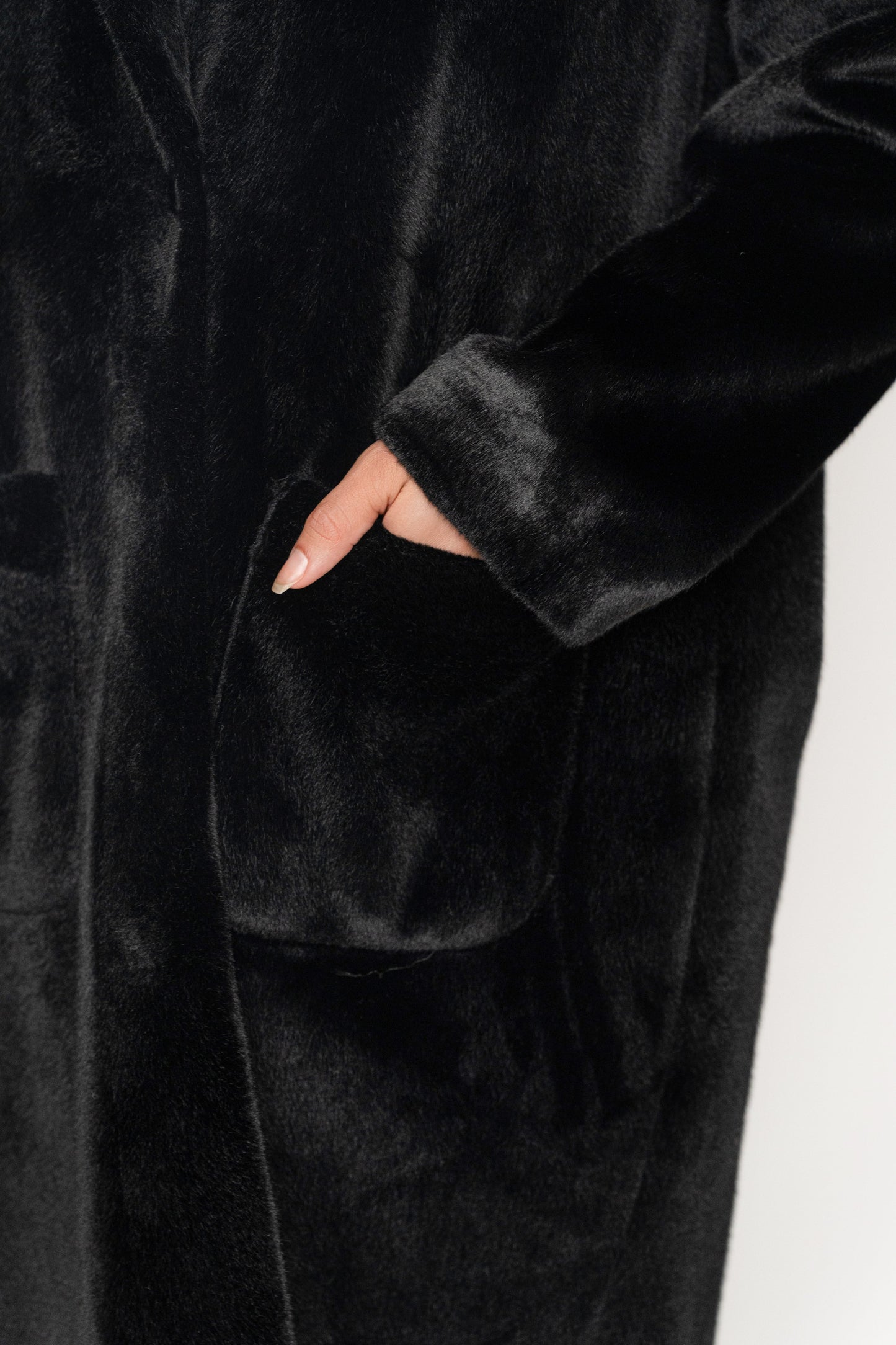 Black Thelma Reversible Suede Coat JLUXLABEL