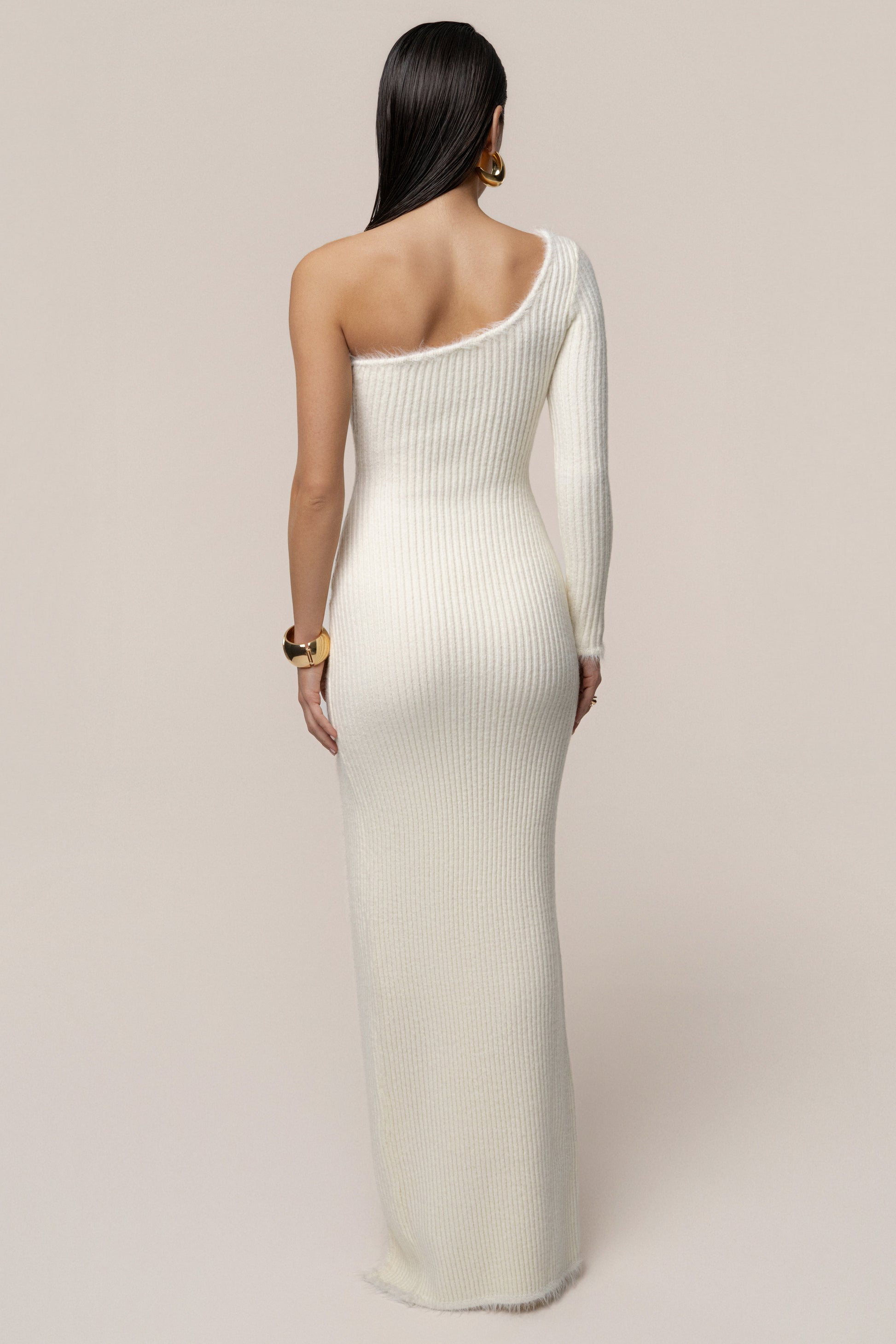 Ivory Alpine Elegance Slit Dress JLUXLABEL