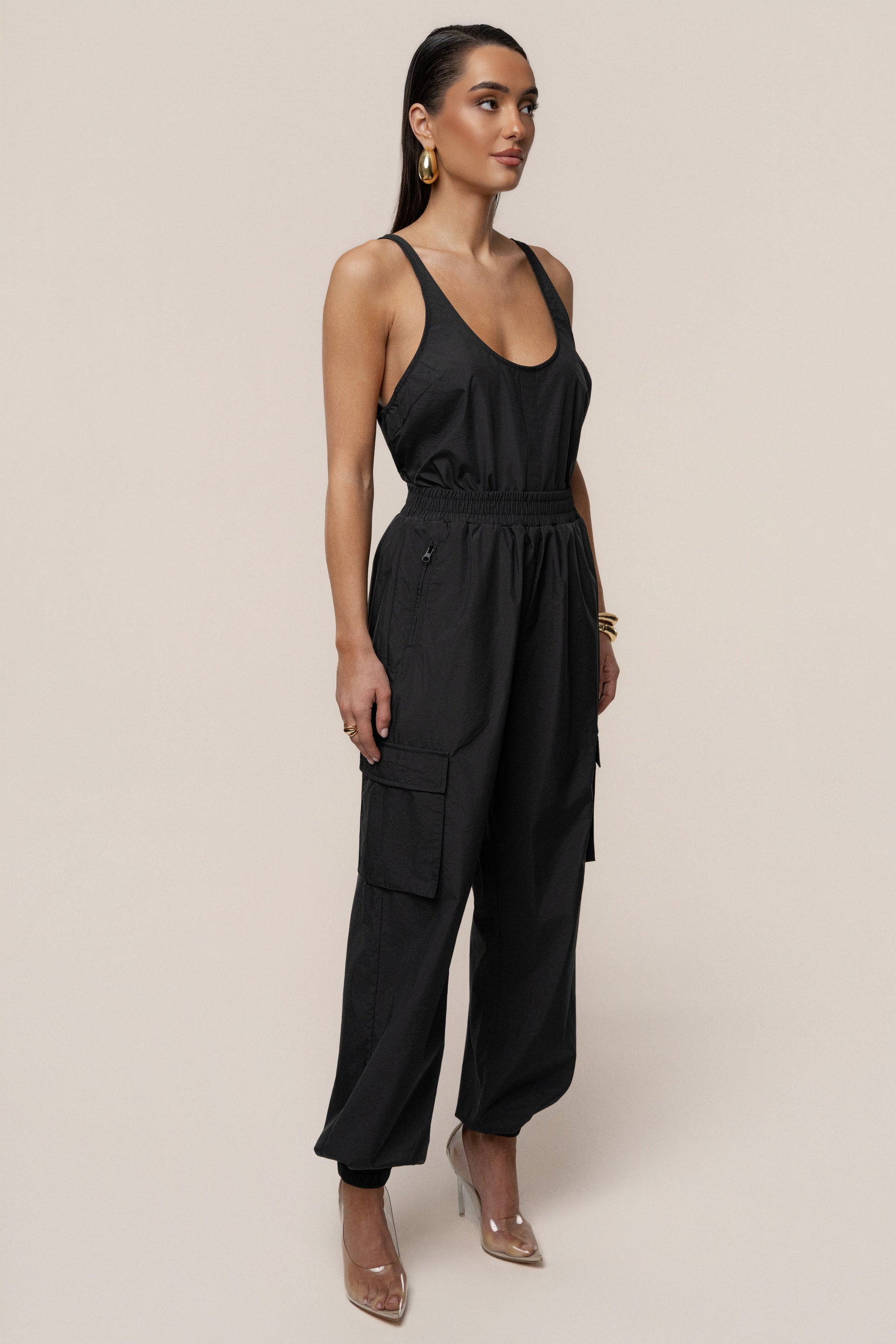 Black Active Scoop Neck Top JLUXLABEL