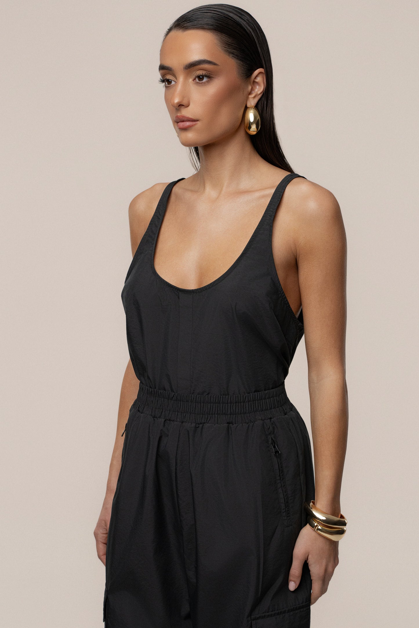 Black Active Scoop Neck Top JLUXLABEL