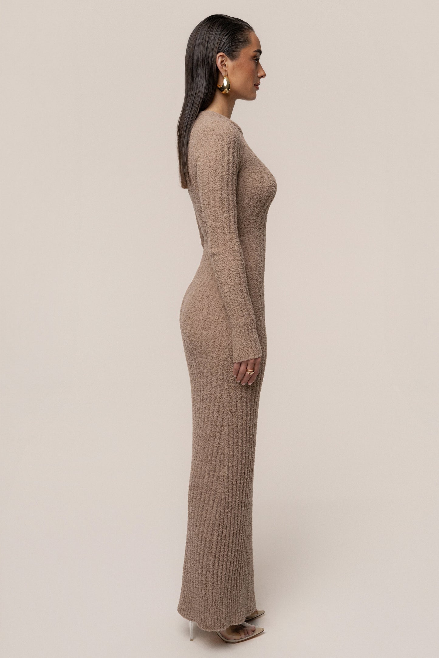 Taupe First Class Ribbed Maxi Dress JLUXLABEL