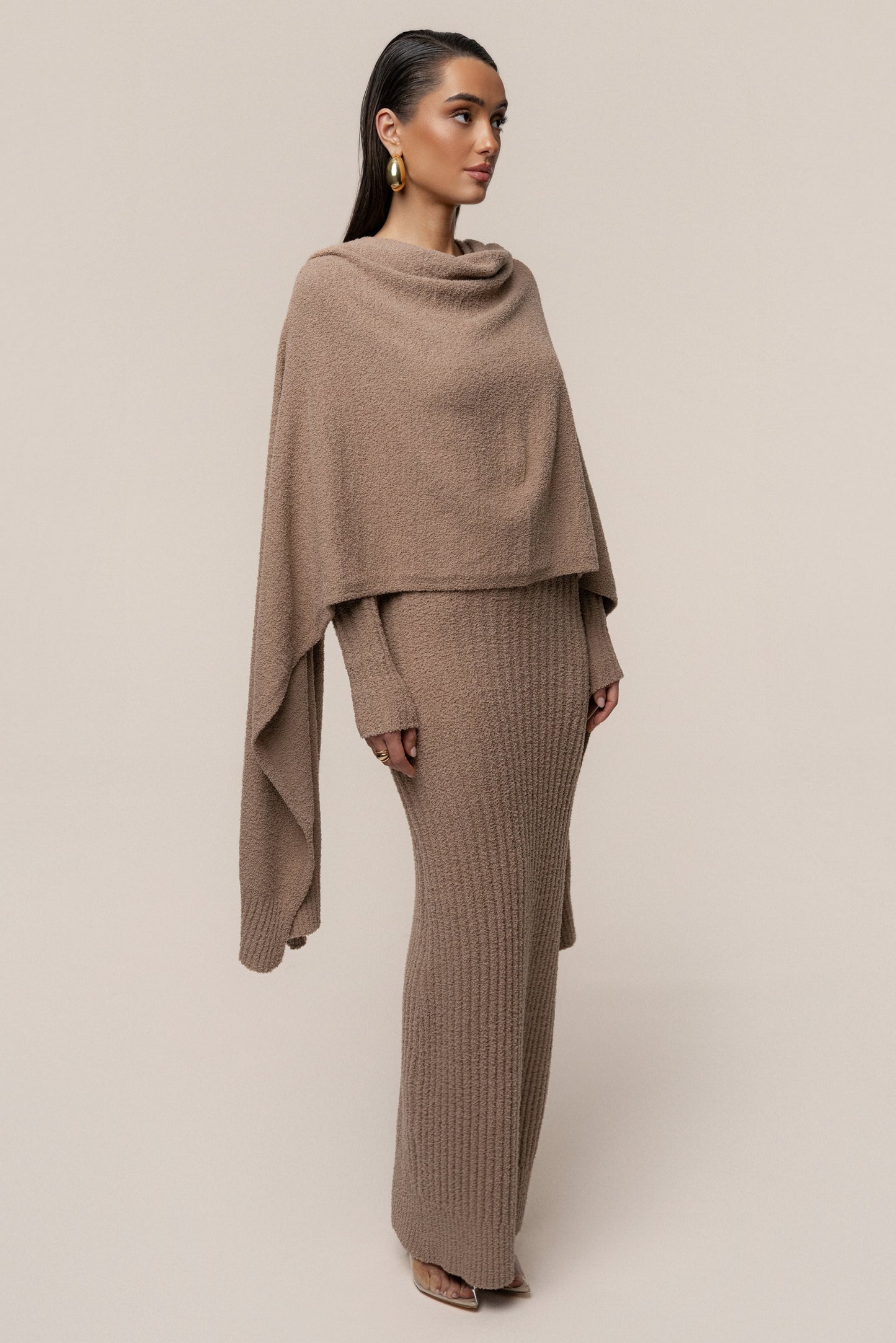 Taupe First Class Ribbed Maxi Dress JLUXLABEL