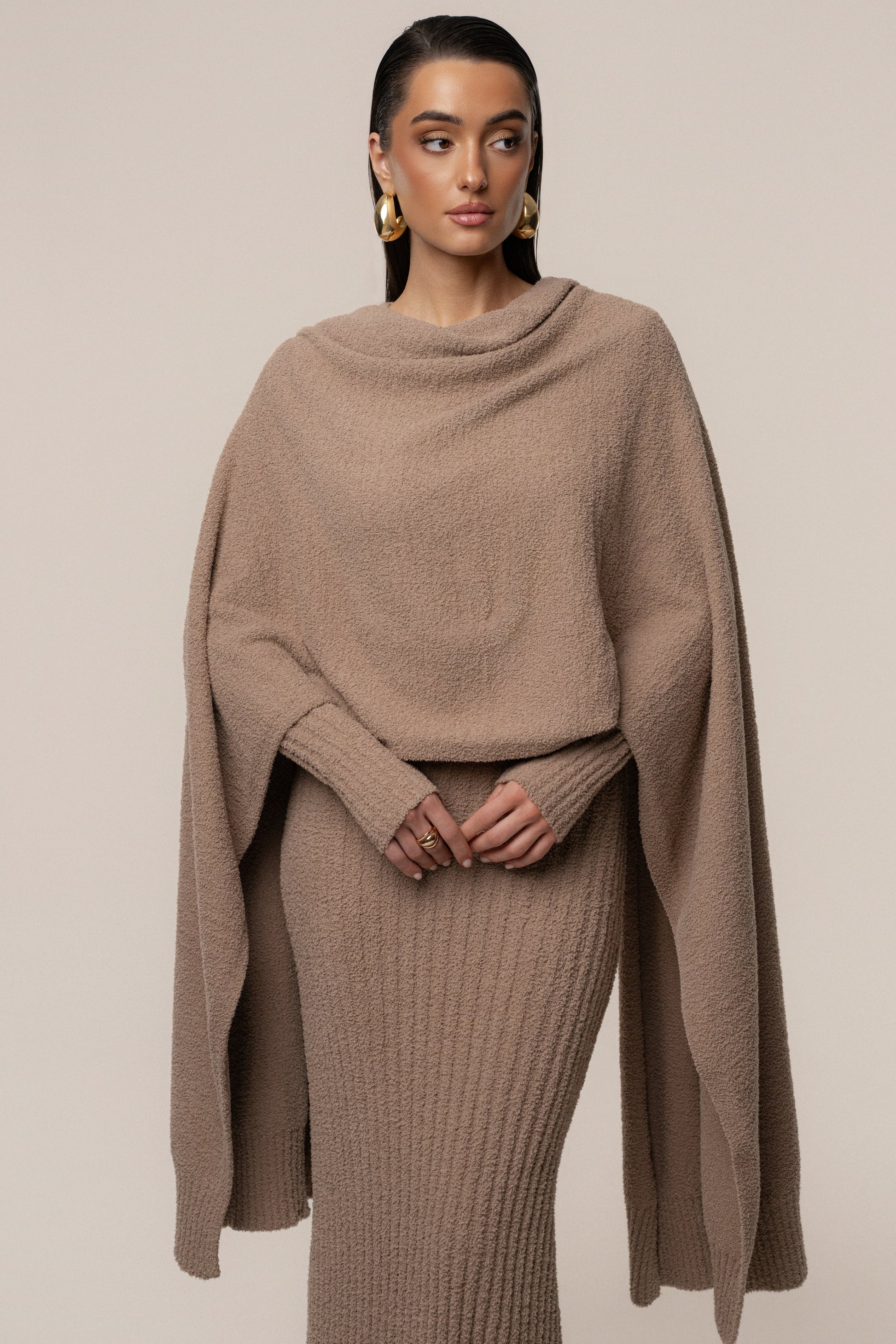 Taupe First Class Ribbed Maxi Dress JLUXLABEL
