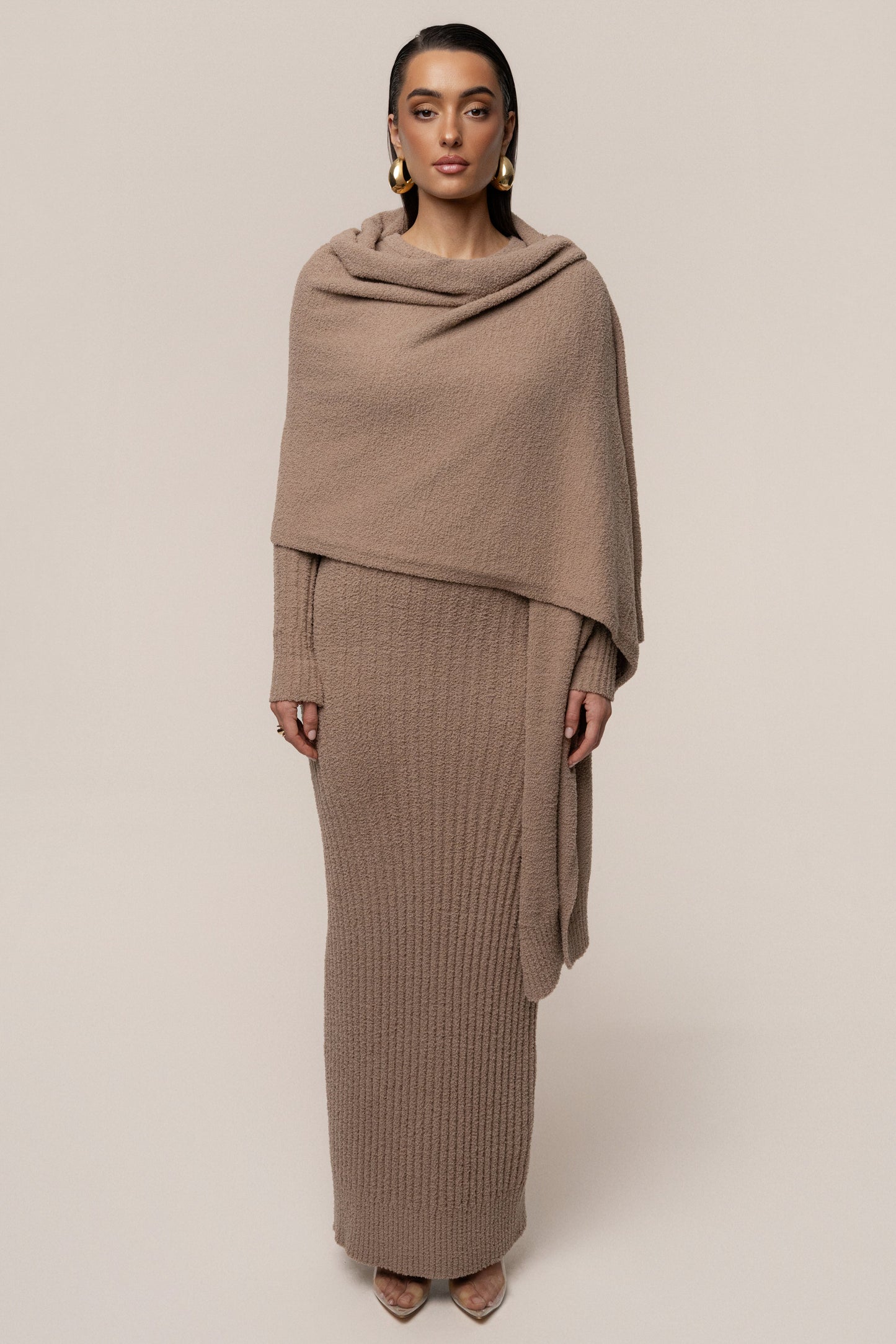 Taupe First Class Ribbed Maxi Dress JLUXLABEL