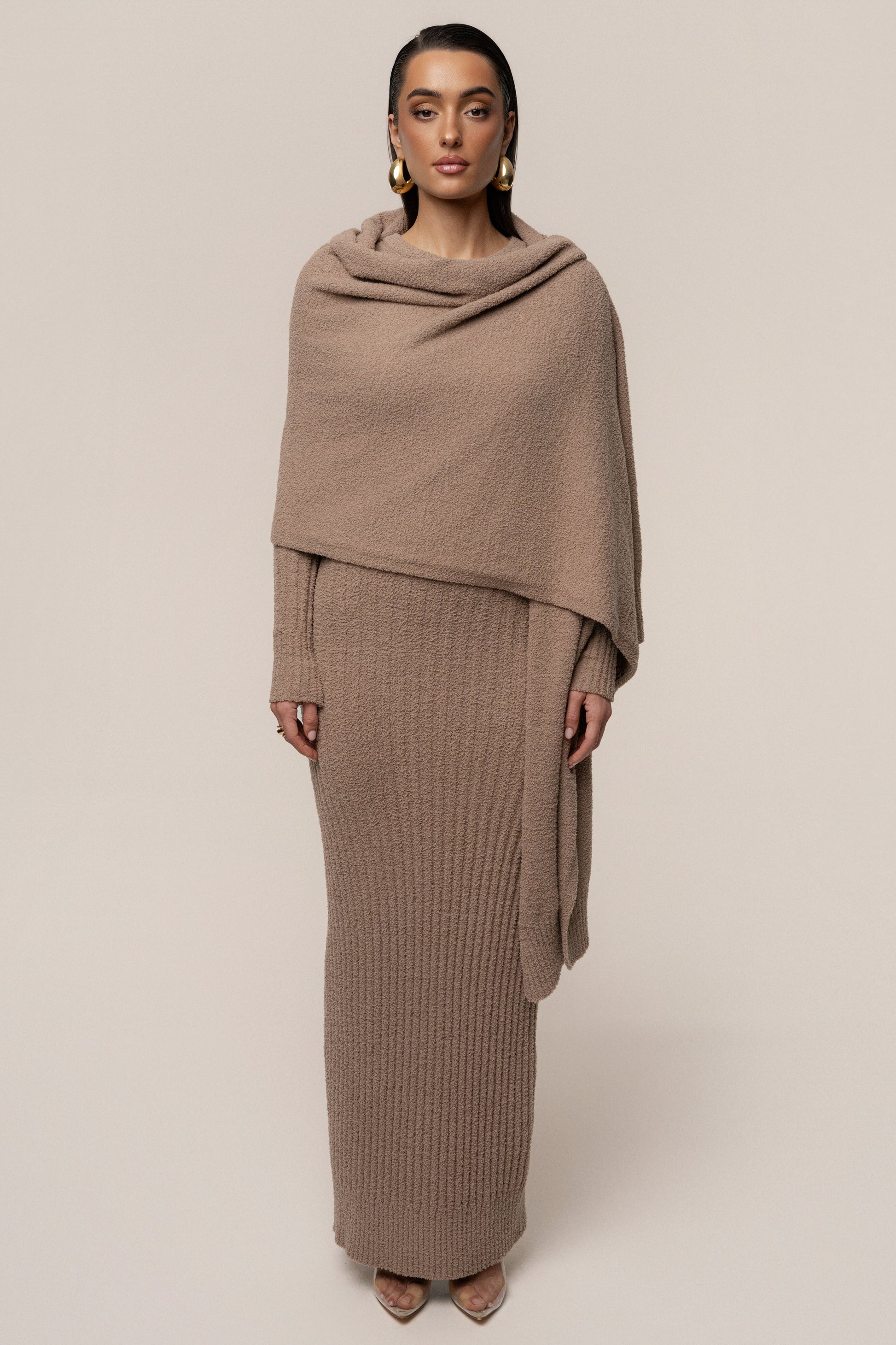 Taupe First Class Ribbed Maxi Dress JLUXLABEL
