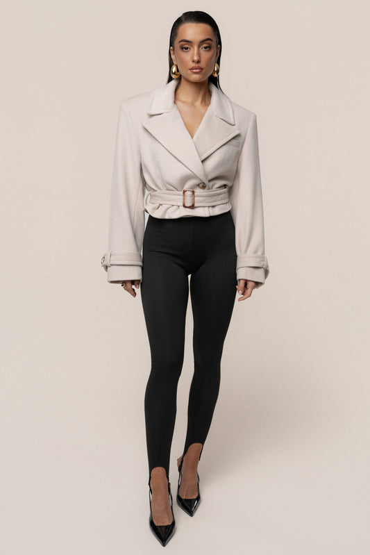 Beige Sharp Presence Crop Jacket JLUXLABEL