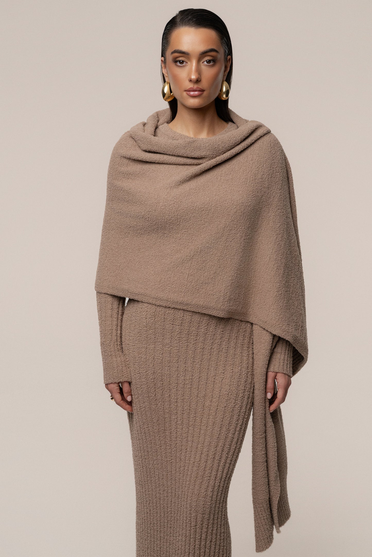 Taupe First Class Ribbed Maxi Dress JLUXLABEL