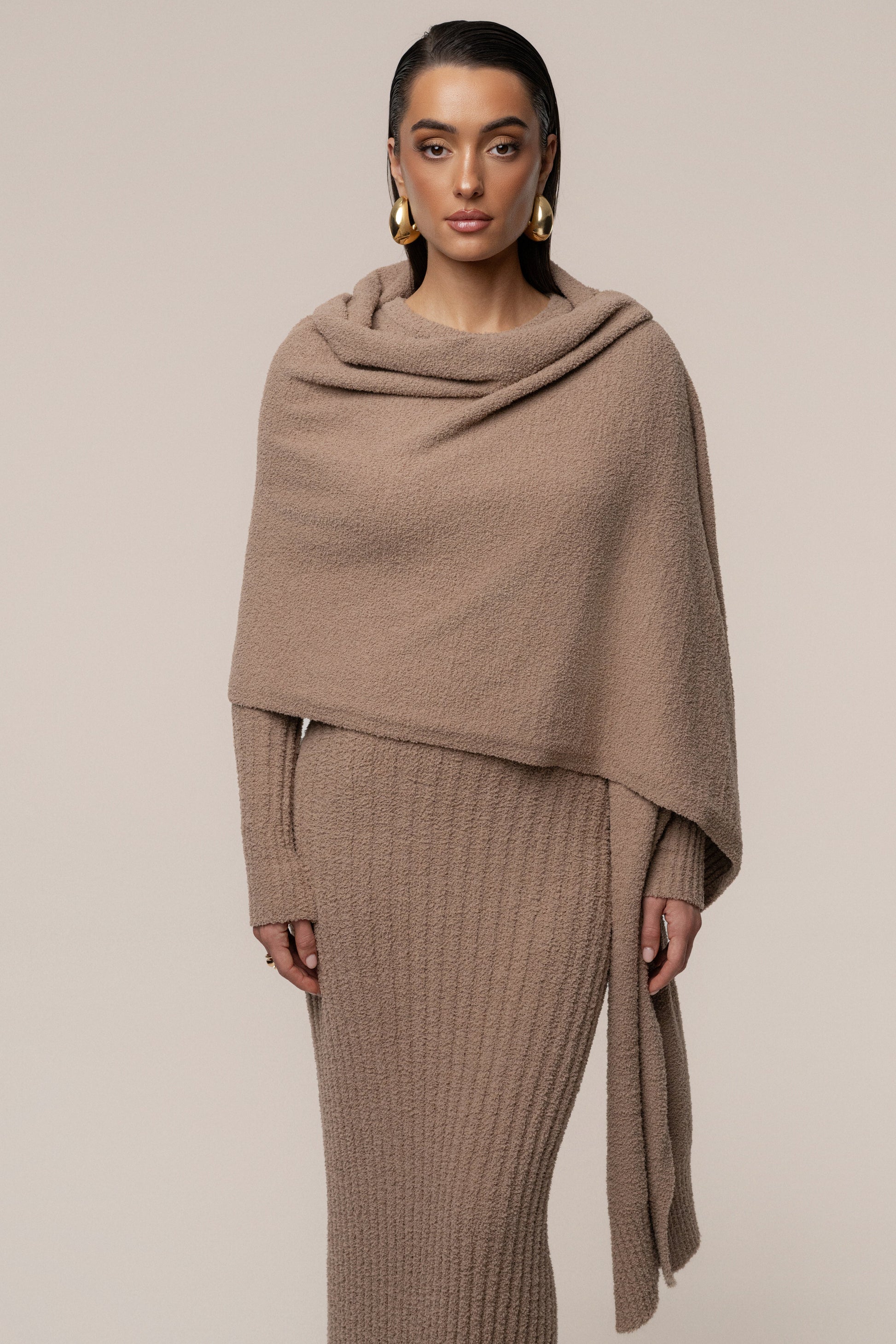 Taupe First Class Ribbed Maxi Dress JLUXLABEL