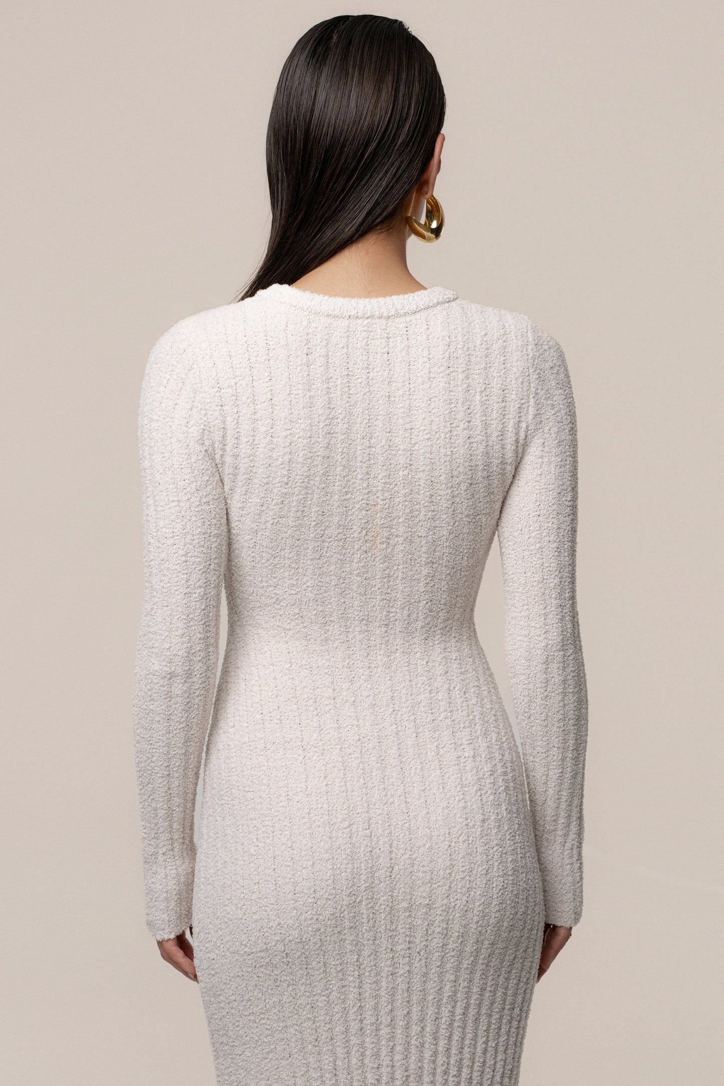 Cream First Class Ribbed Maxi Dress JLUXLABEL