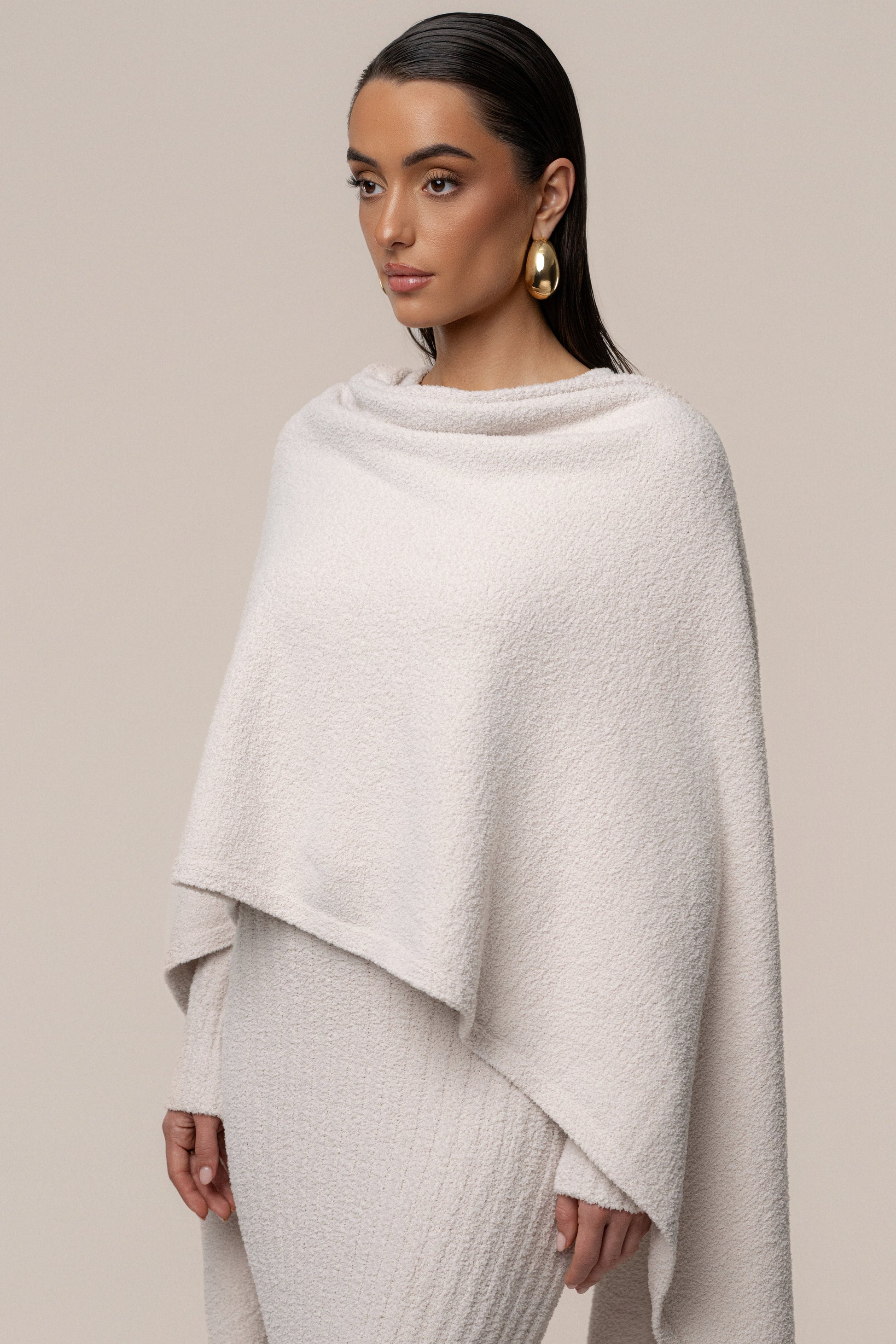 Cream First Class Ribbed Maxi Dress JLUXLABEL
