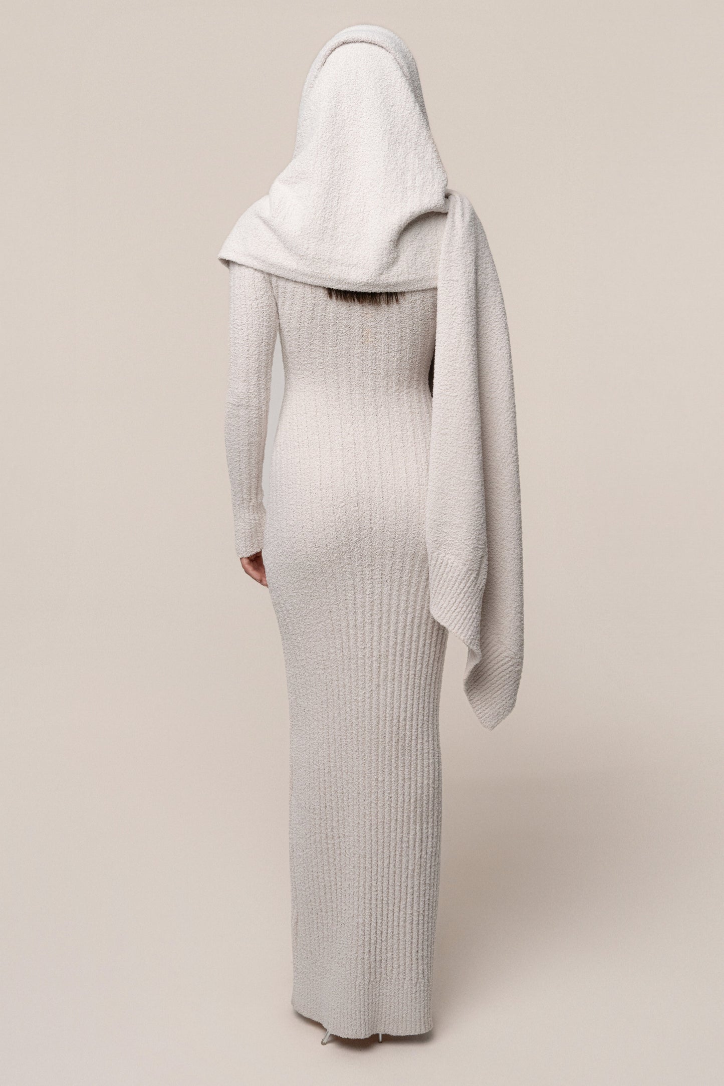 Cream First Class Ribbed Maxi Dress JLUXLABEL