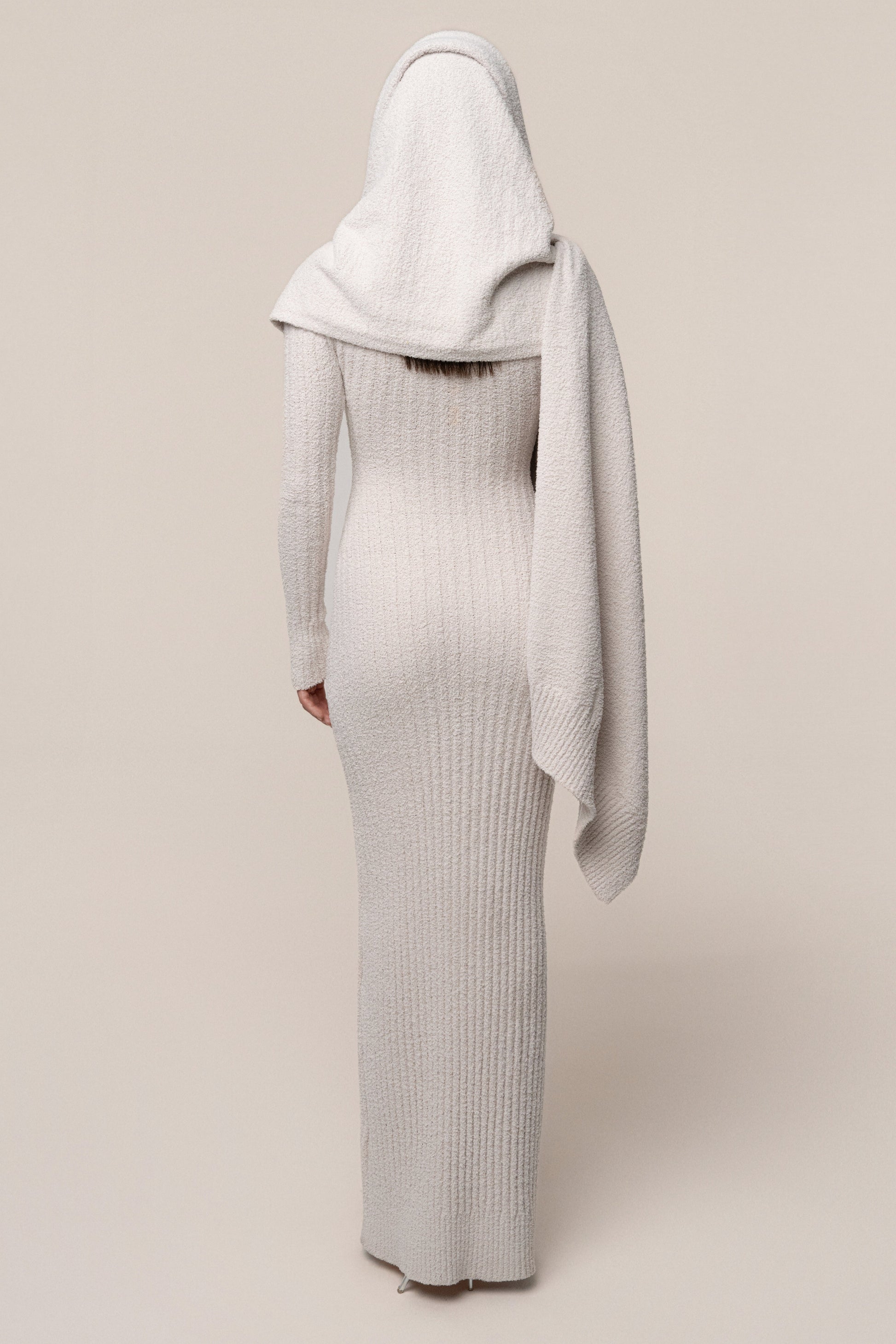 Cream First Class Ribbed Maxi Dress JLUXLABEL