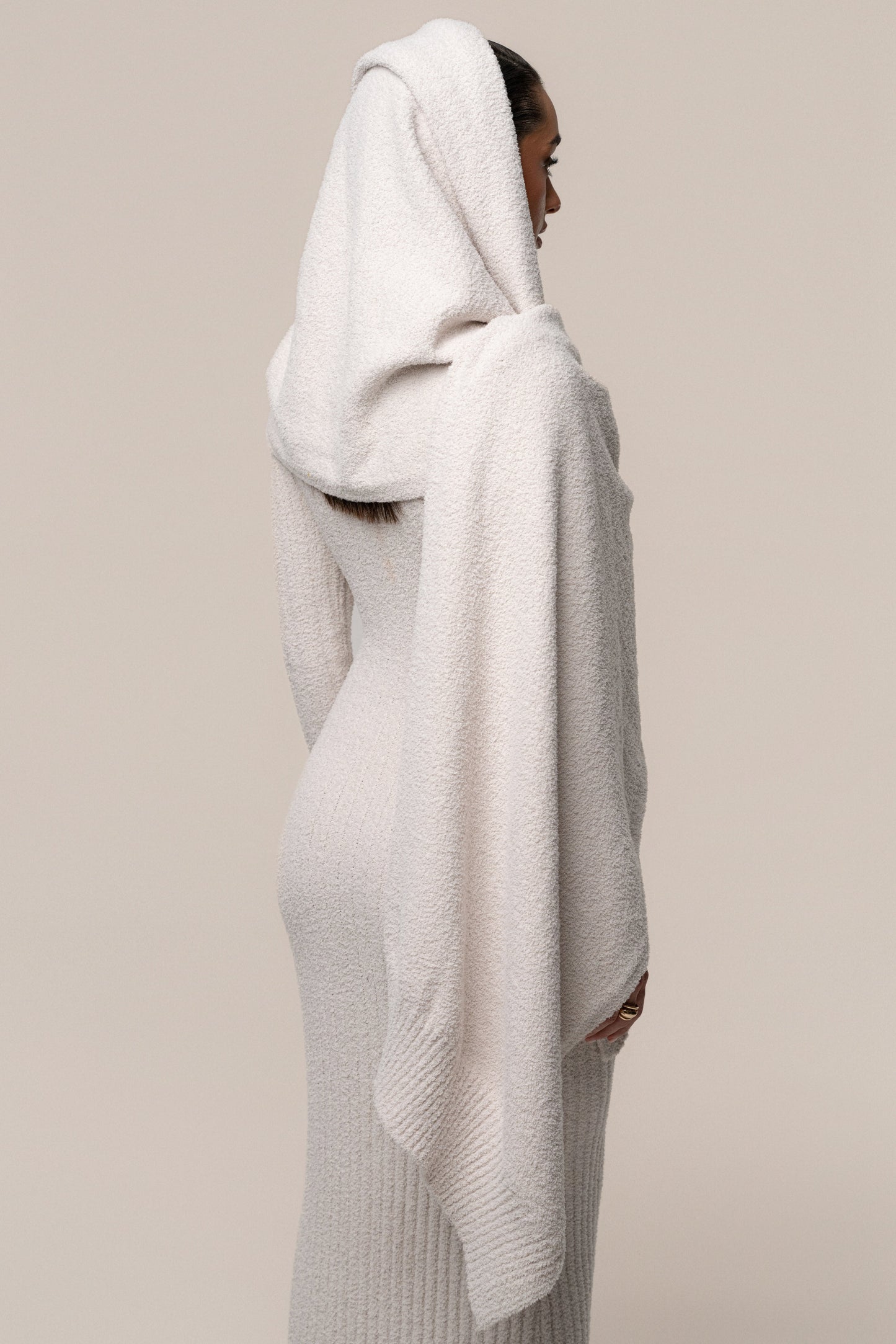 Cream First Class Ribbed Maxi Dress JLUXLABEL