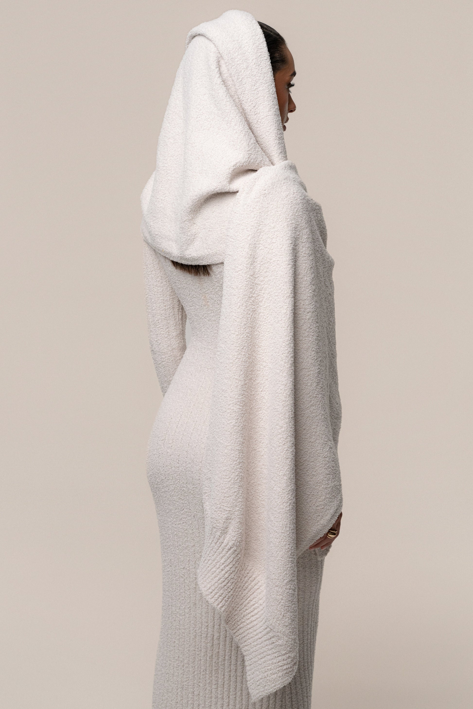 Cream First Class Ribbed Maxi Dress JLUXLABEL