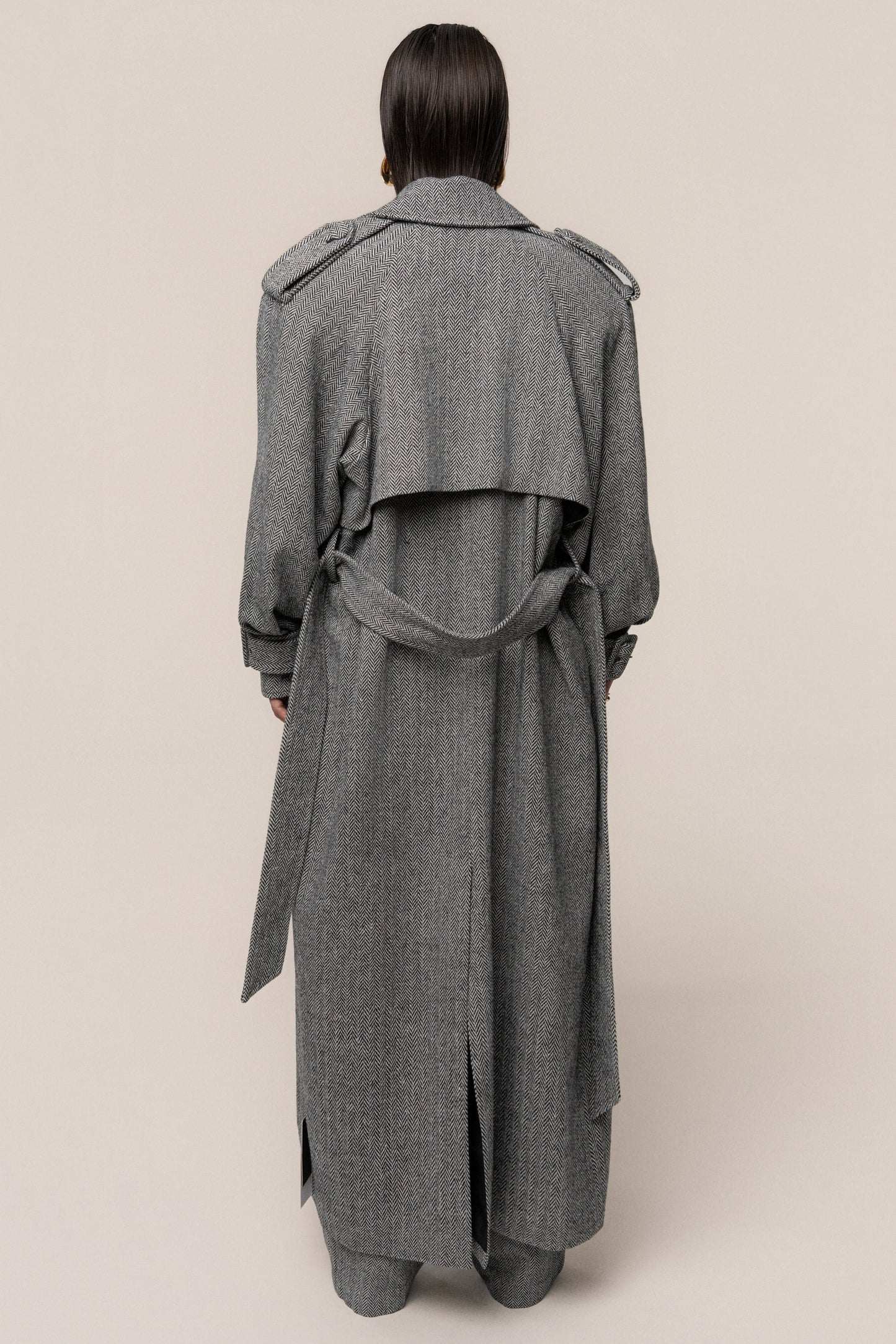 Herringbone Oversized Trench Coat JLUXLABEL