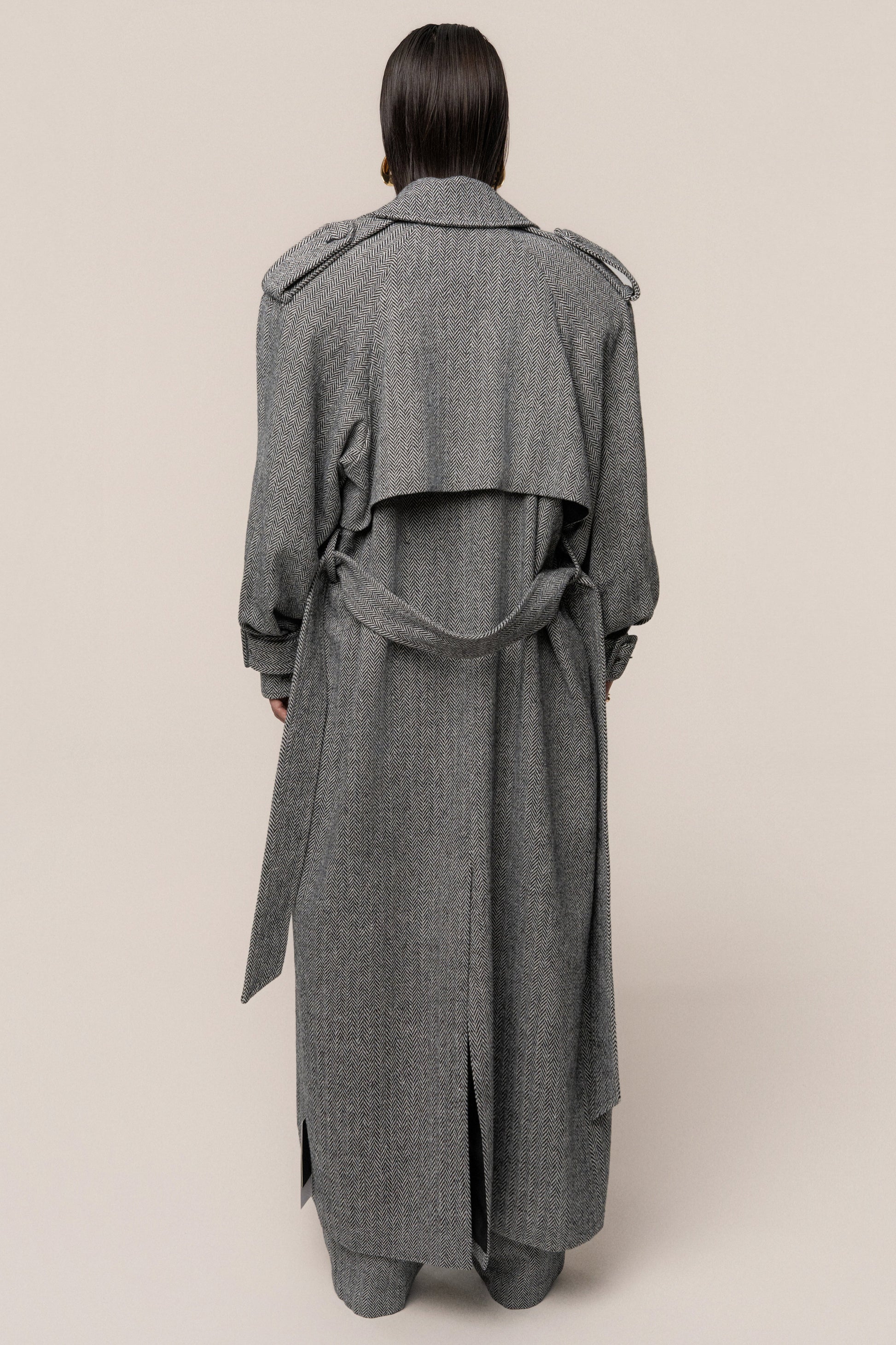 Herringbone Oversized Trench Coat JLUXLABEL