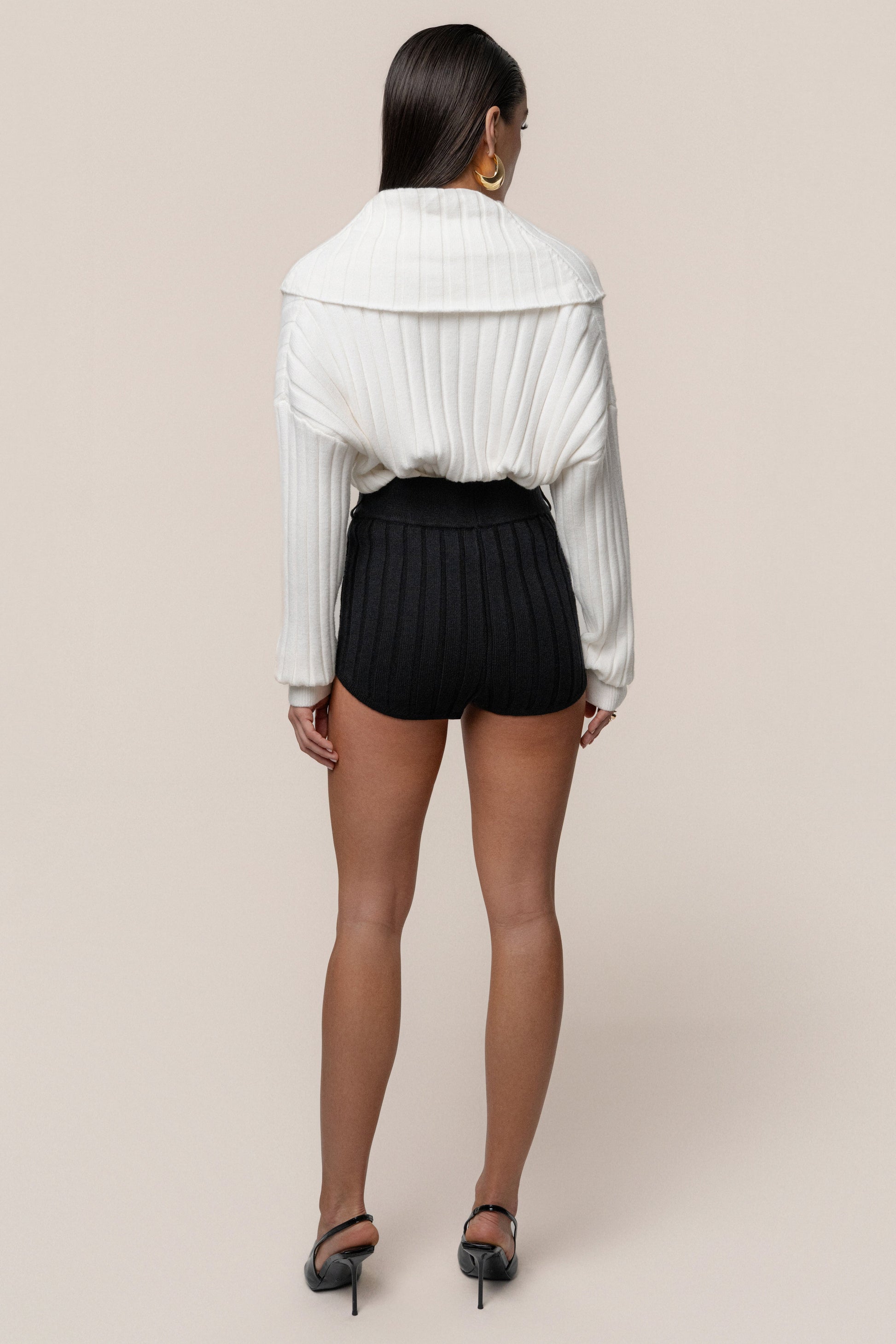 Black Knit Things Ribbed Shorts JLUXLABEL