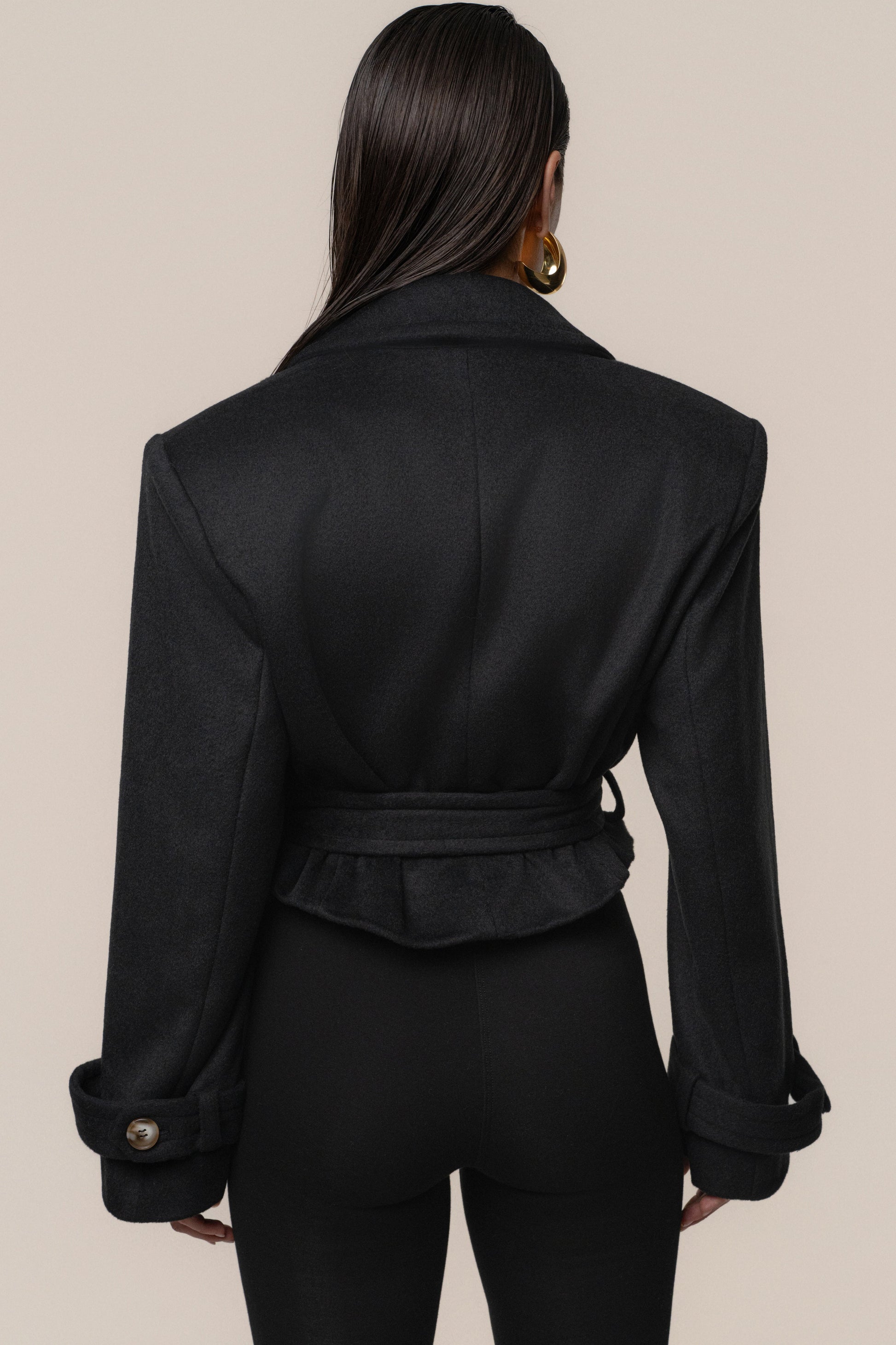 Black Sharp Presence Crop Jacket JLUXLABEL