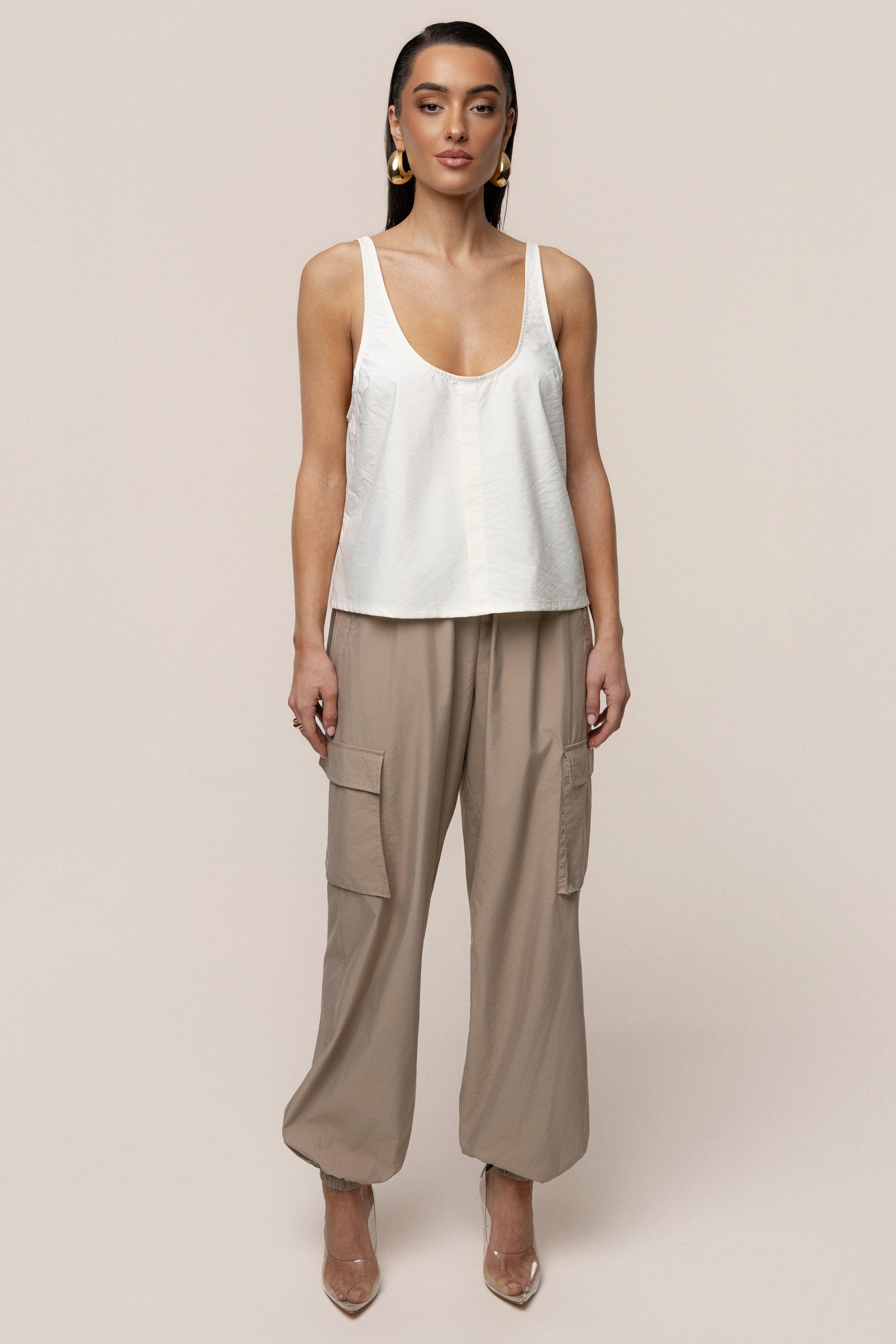 Ivory Active Scoop Neck Top JLUXLABEL