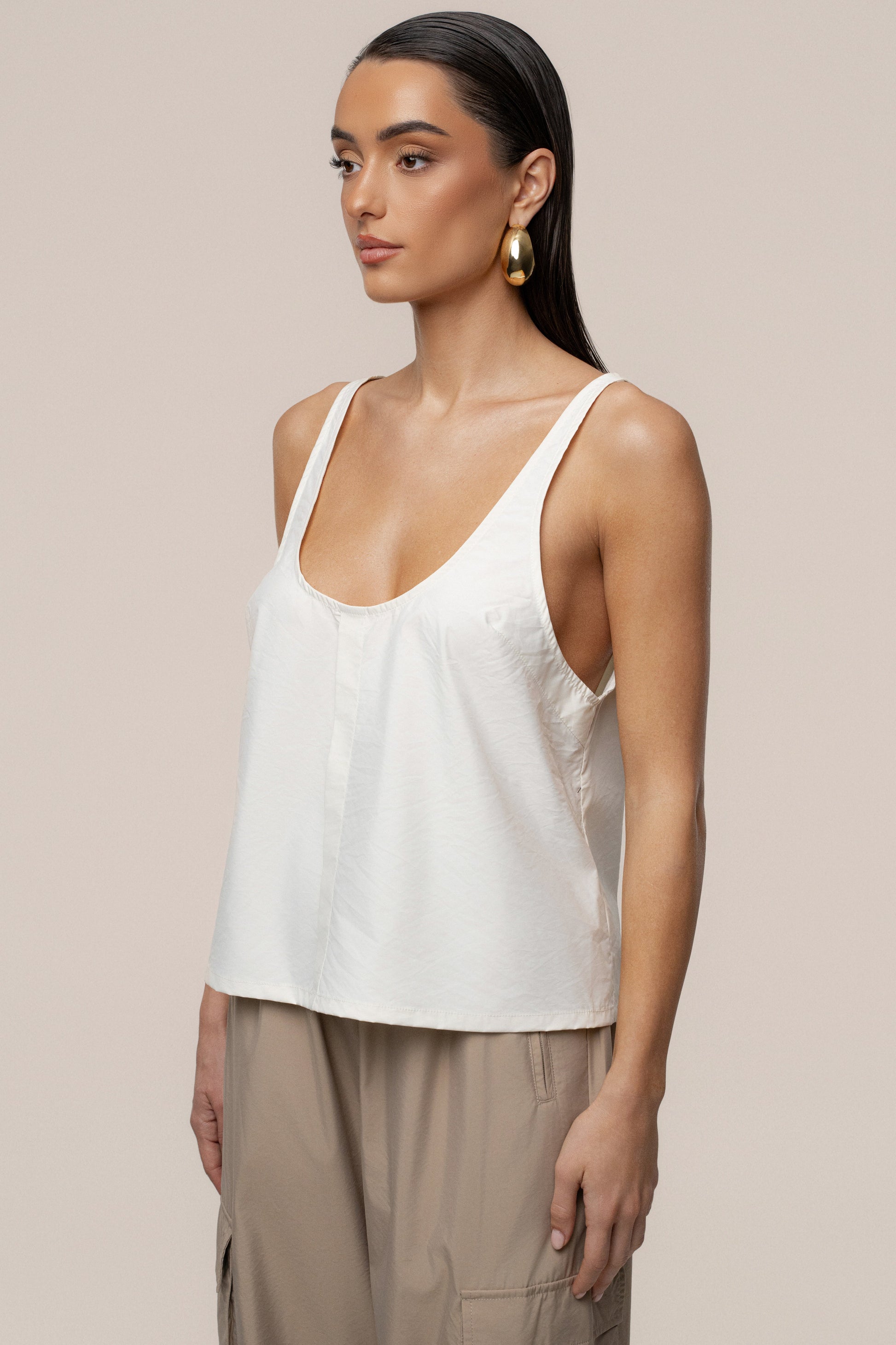 Ivory Active Scoop Neck Top JLUXLABEL