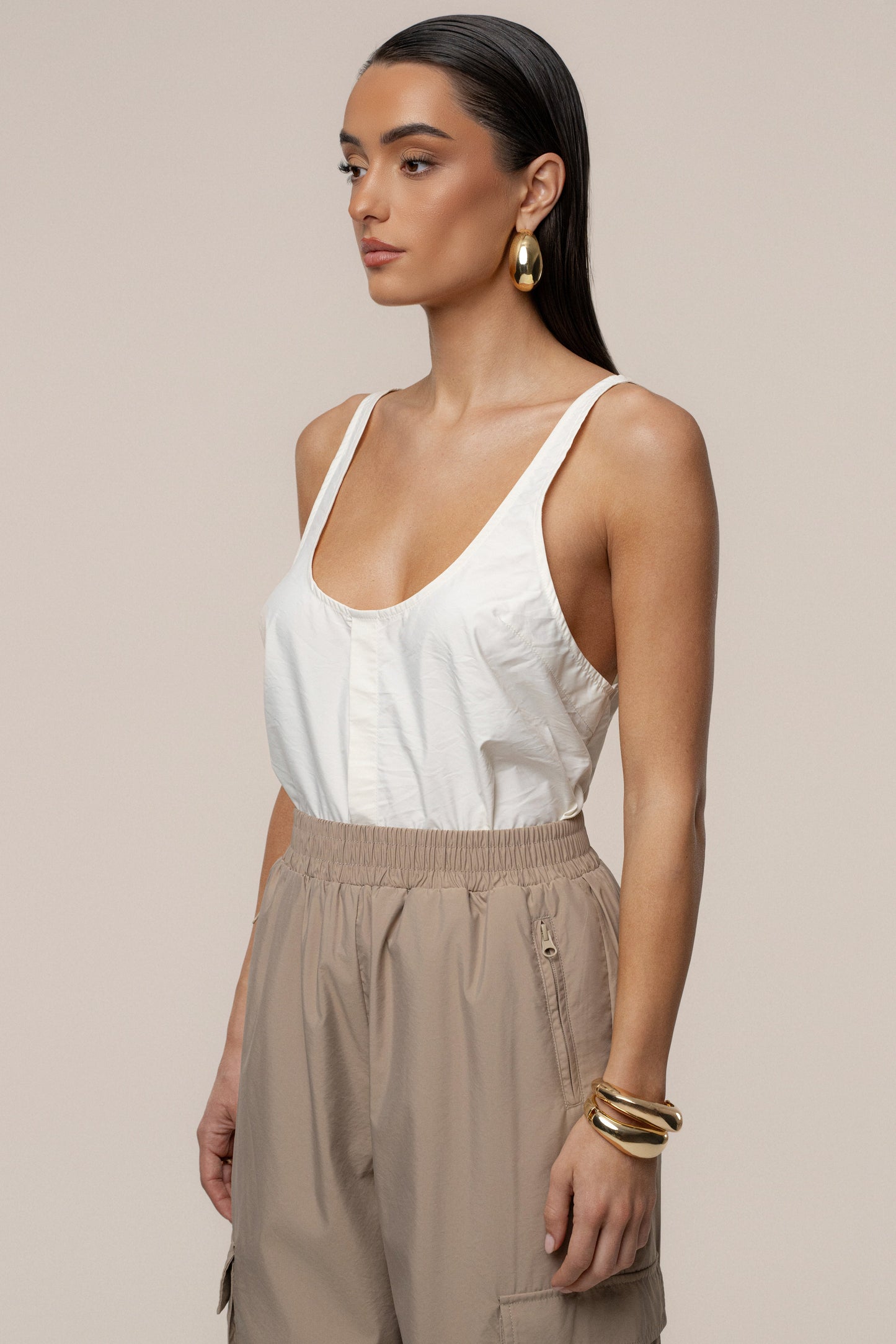 Ivory Active Scoop Neck Top JLUXLABEL