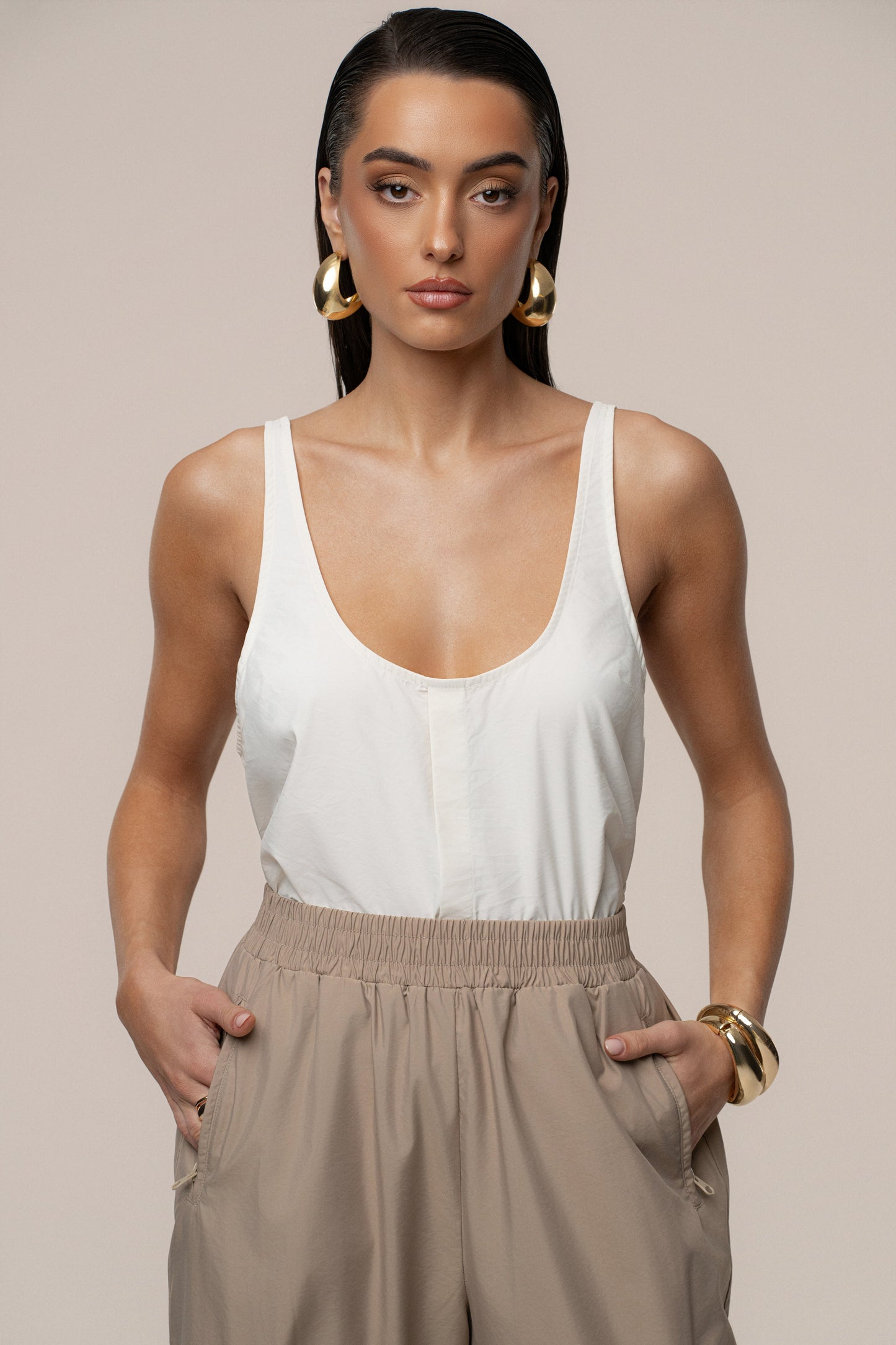 Ivory Active Scoop Neck Top JLUXLABEL