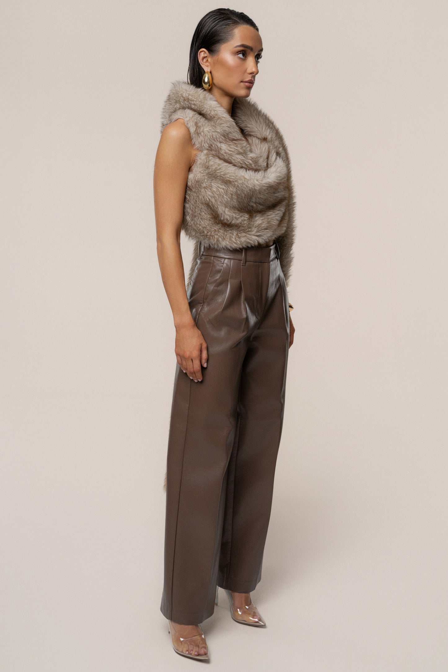 Ivory/Brown Winter Bliss Faux Fur Wrap NEWFASHIONEDGE