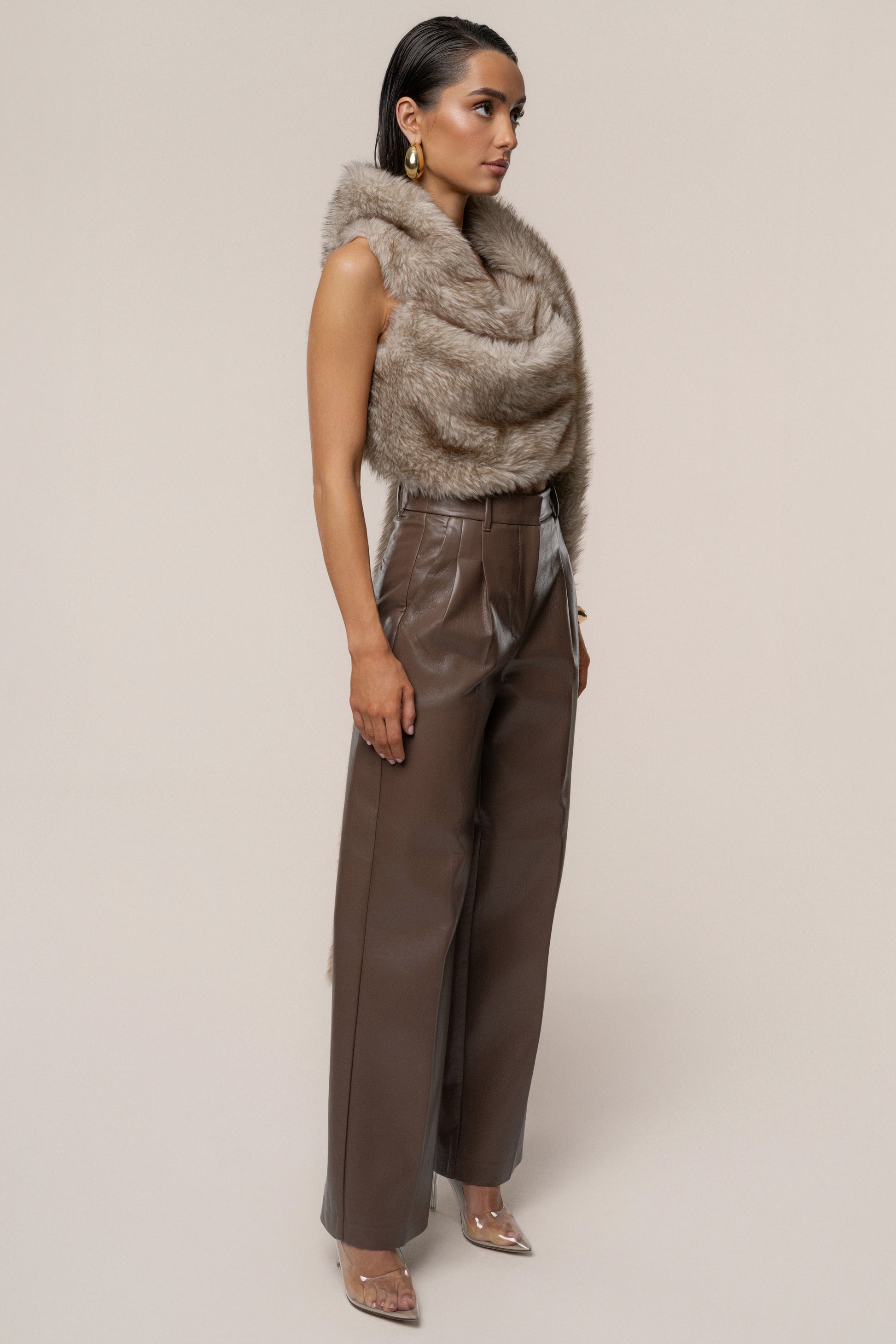 Ivory/Brown Winter Bliss Faux Fur Wrap NEWFASHIONEDGE