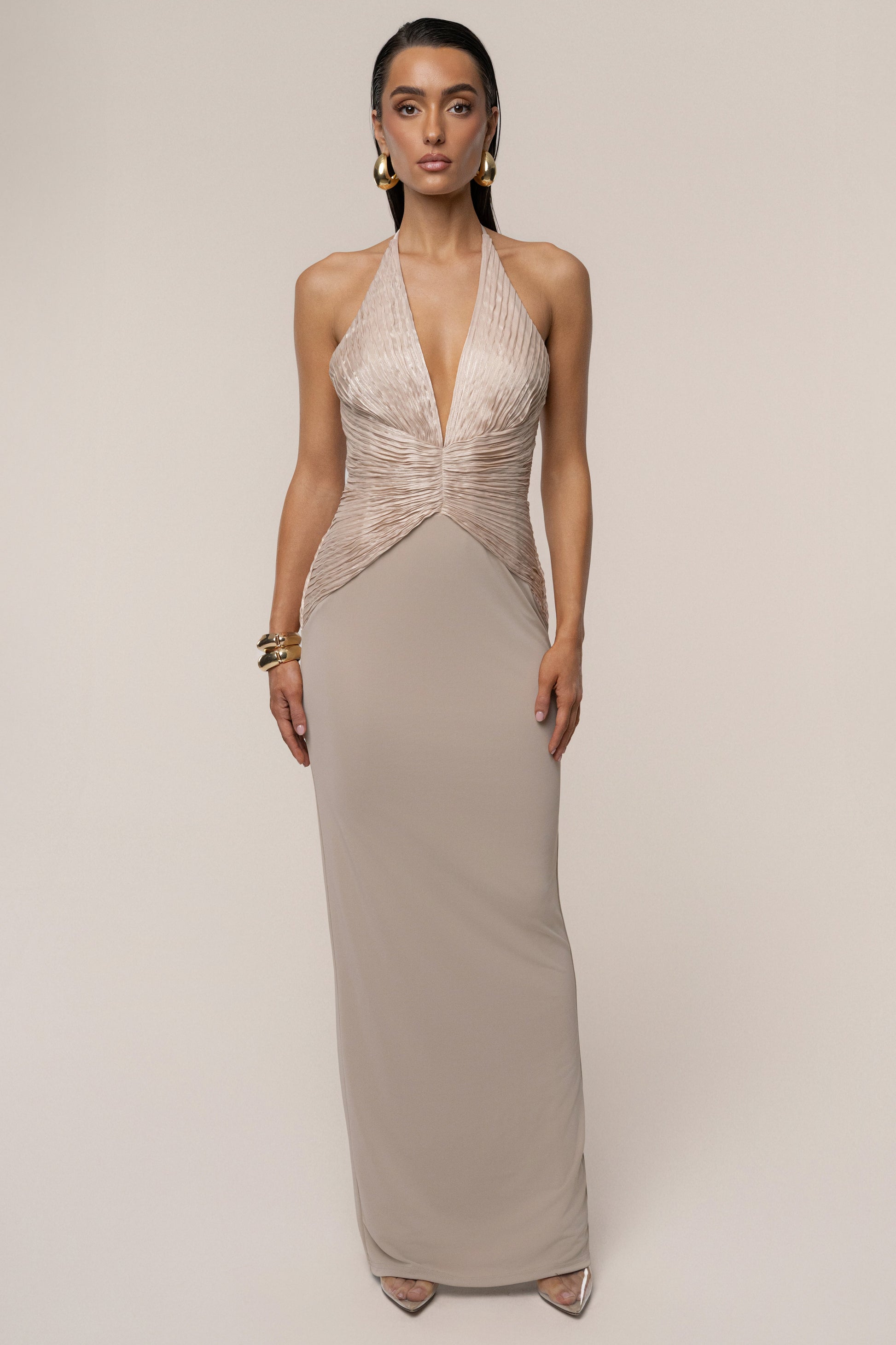 Champagne Enchanted Nights Maxi Dress JLUXLABEL