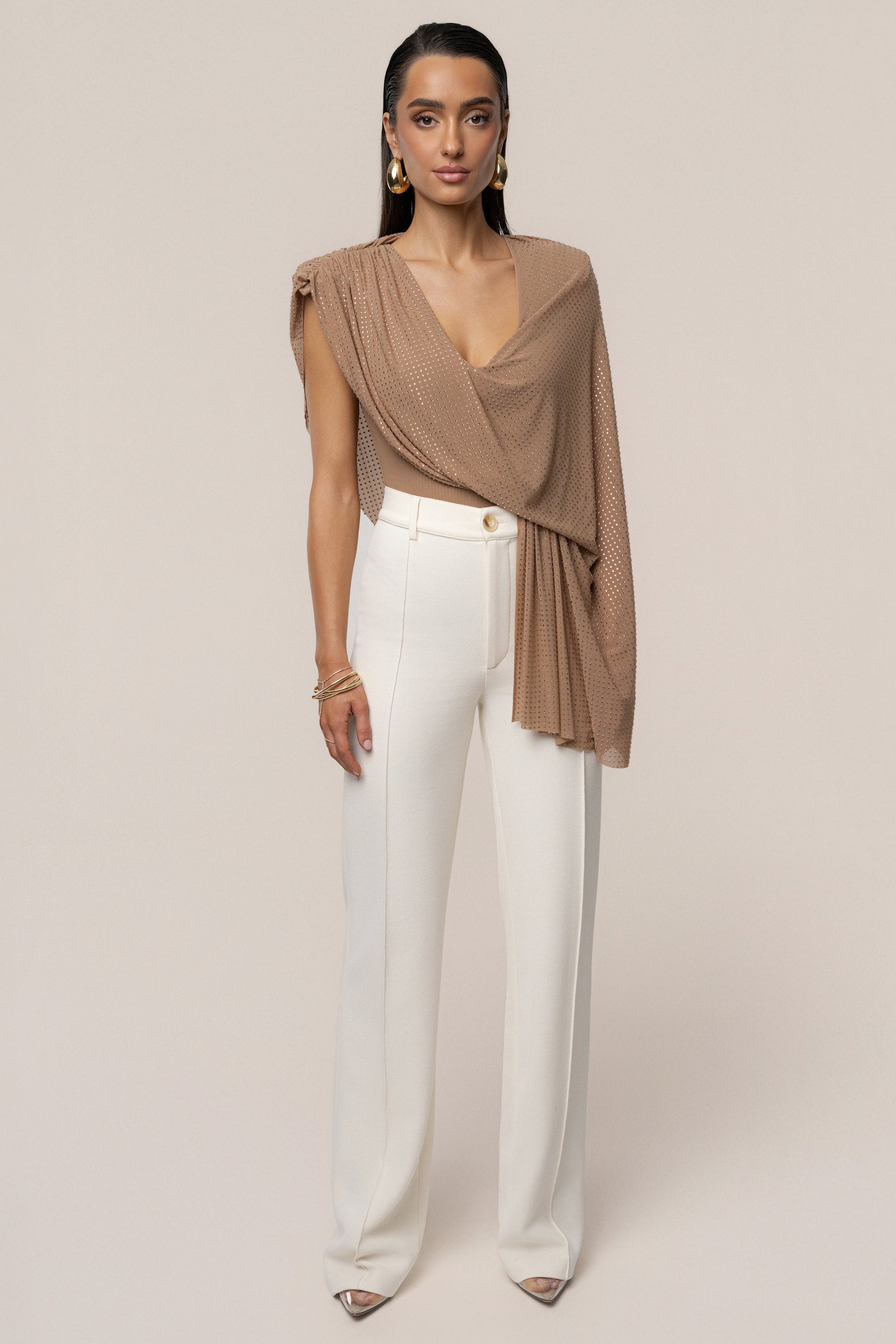 Pecan Draped Dreams Hot Fix Top JLUXLABEL