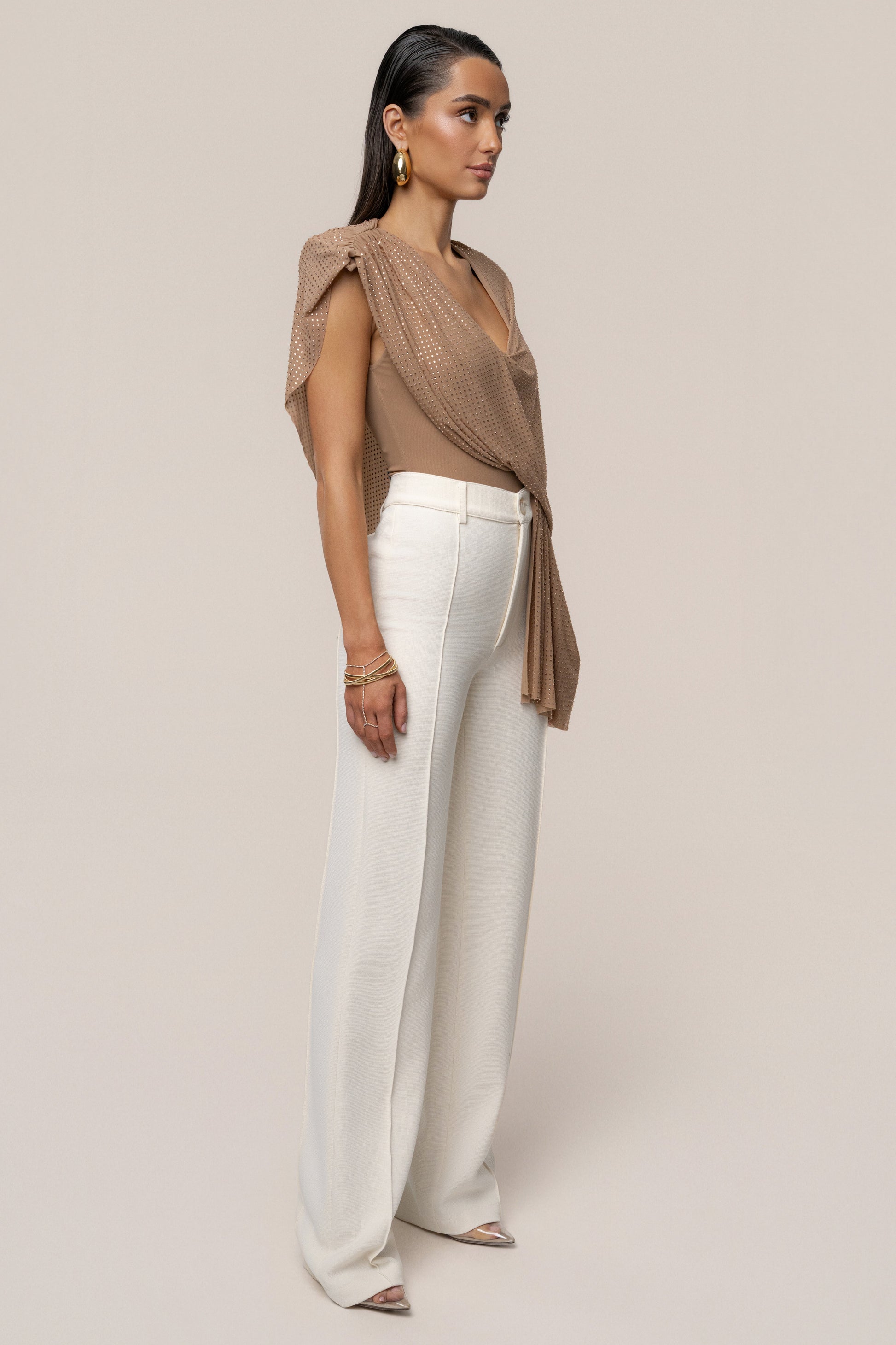 Pecan Draped Dreams Hot Fix Top JLUXLABEL