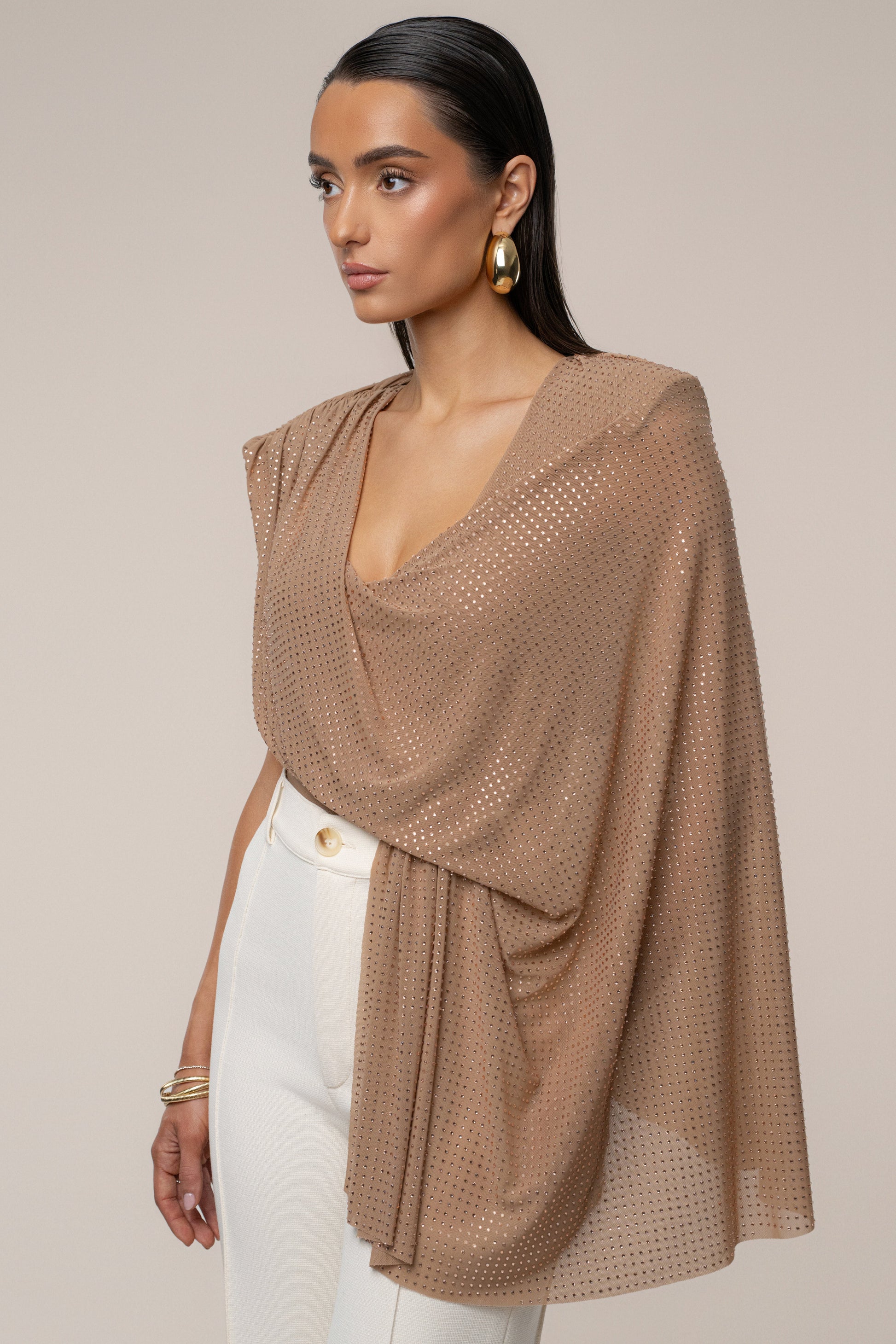 Pecan Draped Dreams Hot Fix Top JLUXLABEL