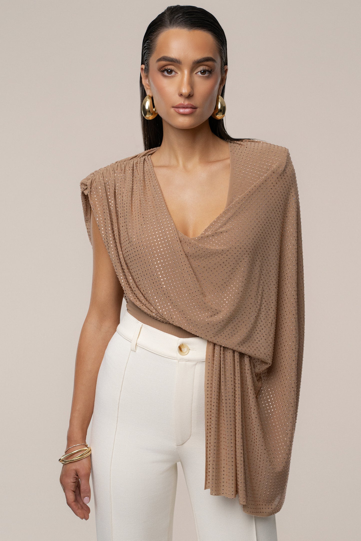 Pecan Draped Dreams Hot Fix Top JLUXLABEL