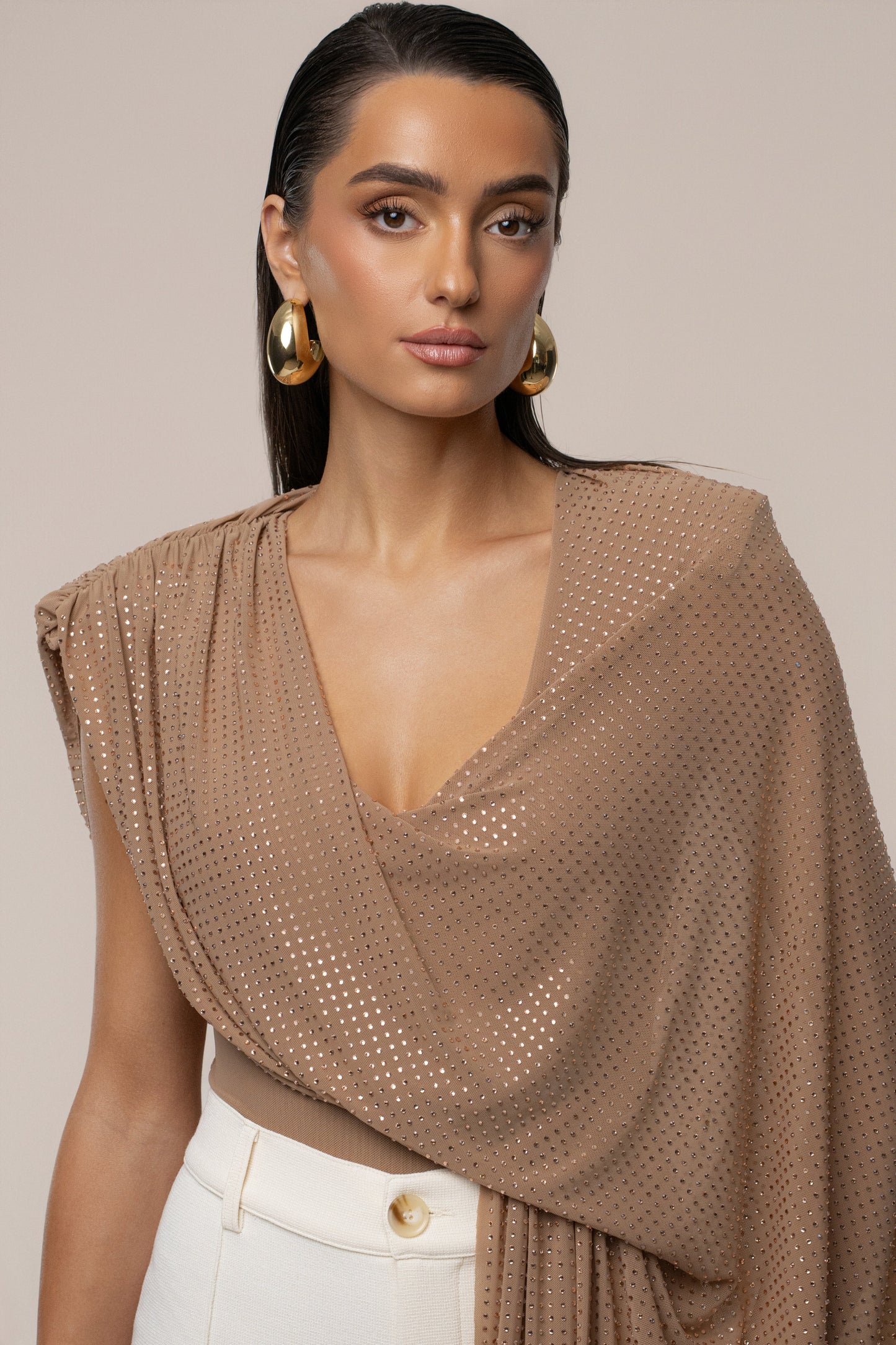 Pecan Draped Dreams Hot Fix Top JLUXLABEL