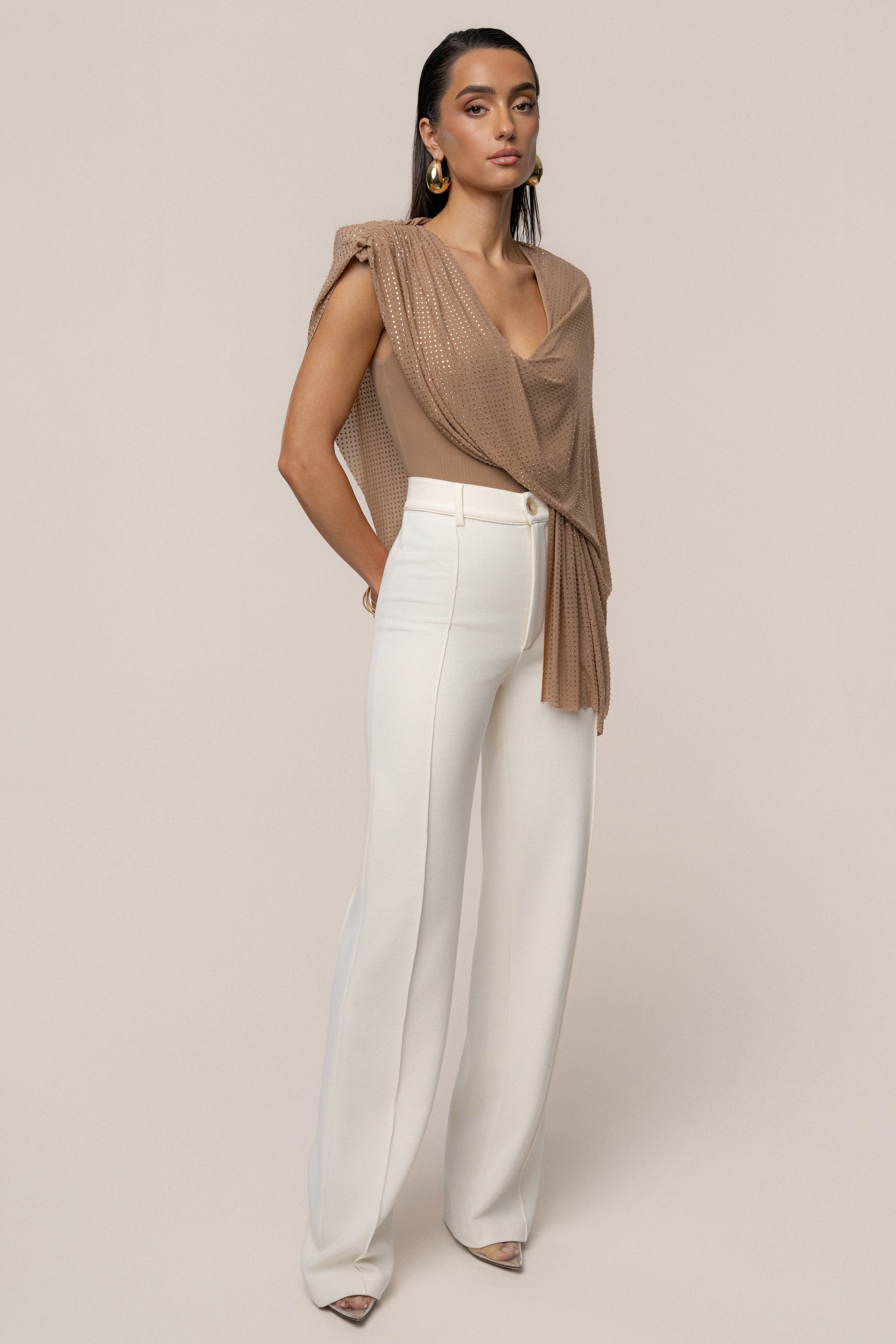 Pecan Draped Dreams Hot Fix Top JLUXLABEL