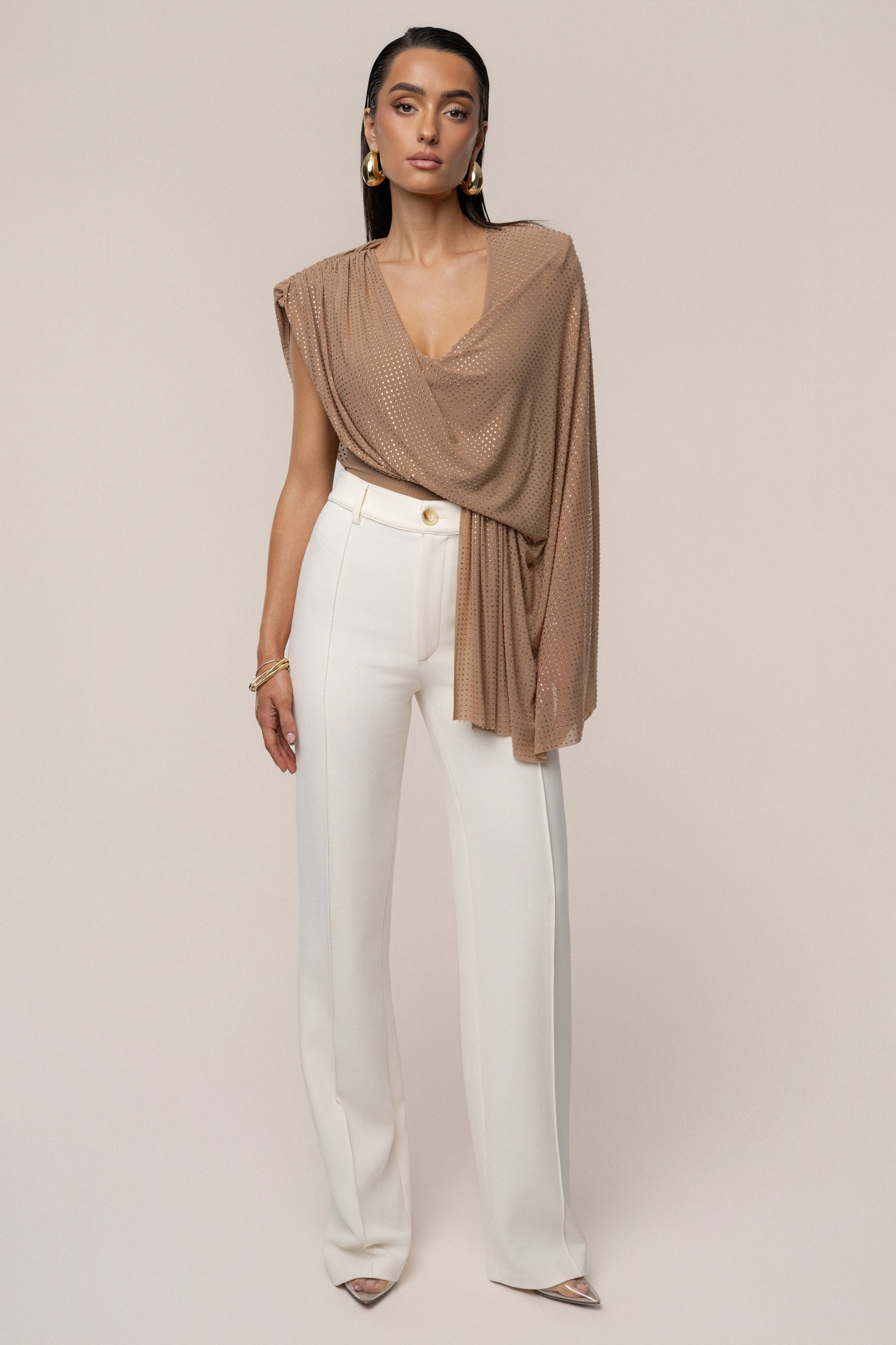 Pecan Draped Dreams Hot Fix Top JLUXLABEL