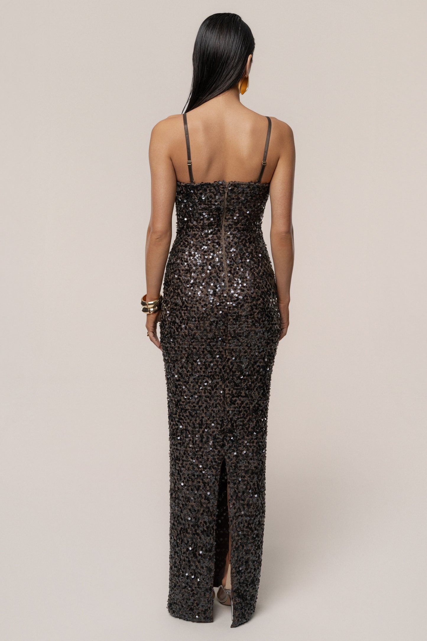 Chocolate Jewel Opulence Sequin Dress JLUXLABEL