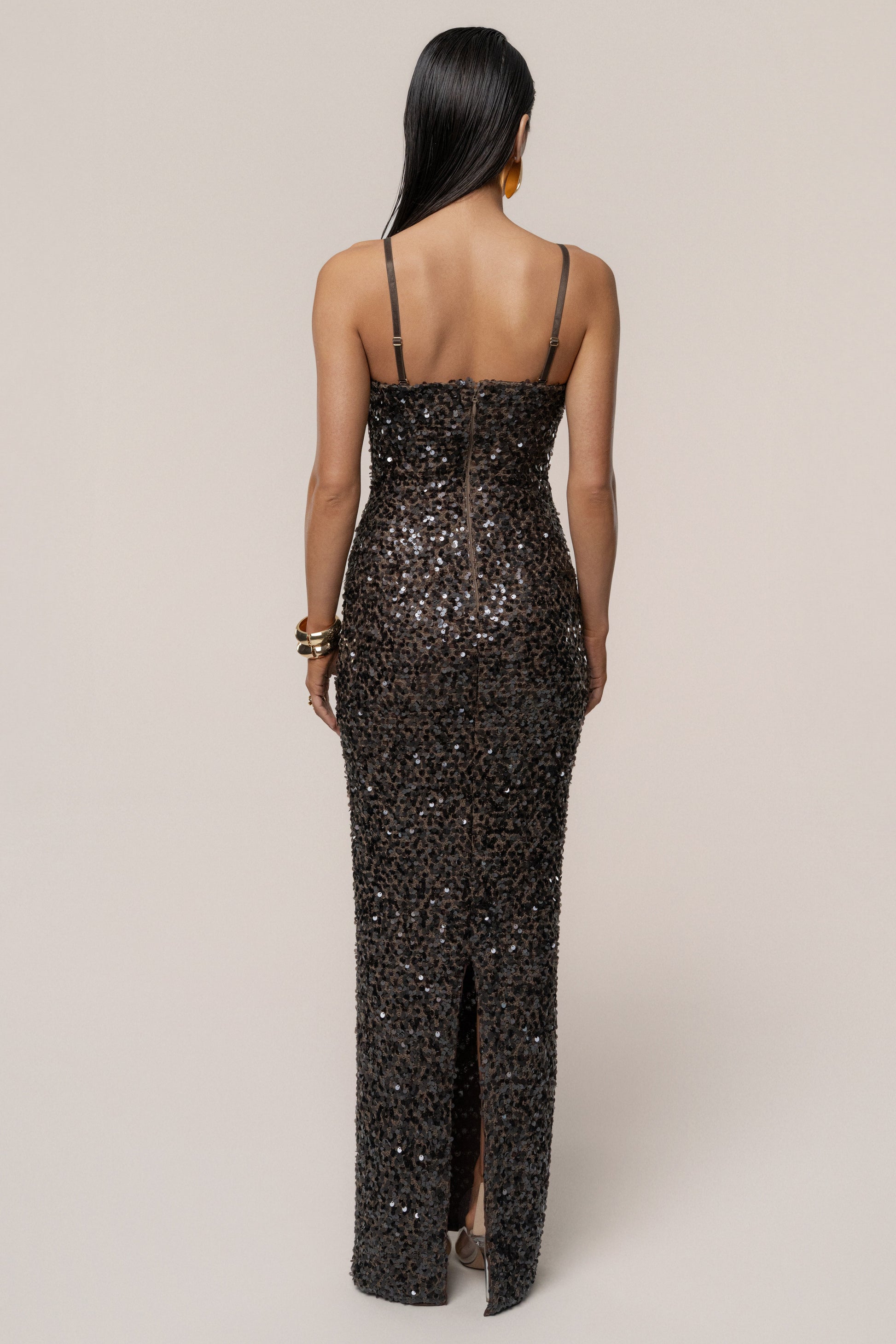 Chocolate Jewel Opulence Sequin Dress JLUXLABEL