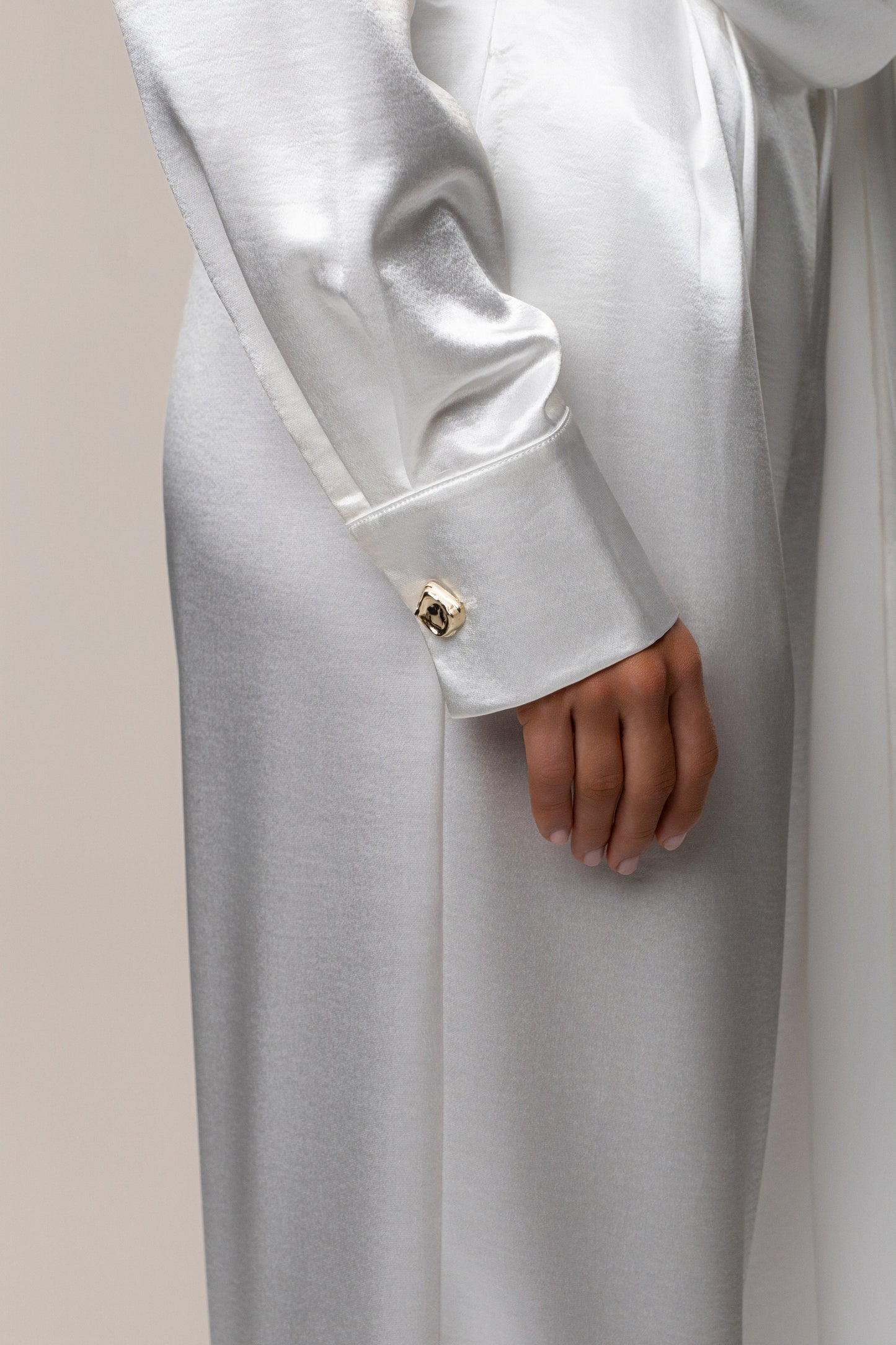 White Statement Draped Satin Top NEWFASHIONEDGE