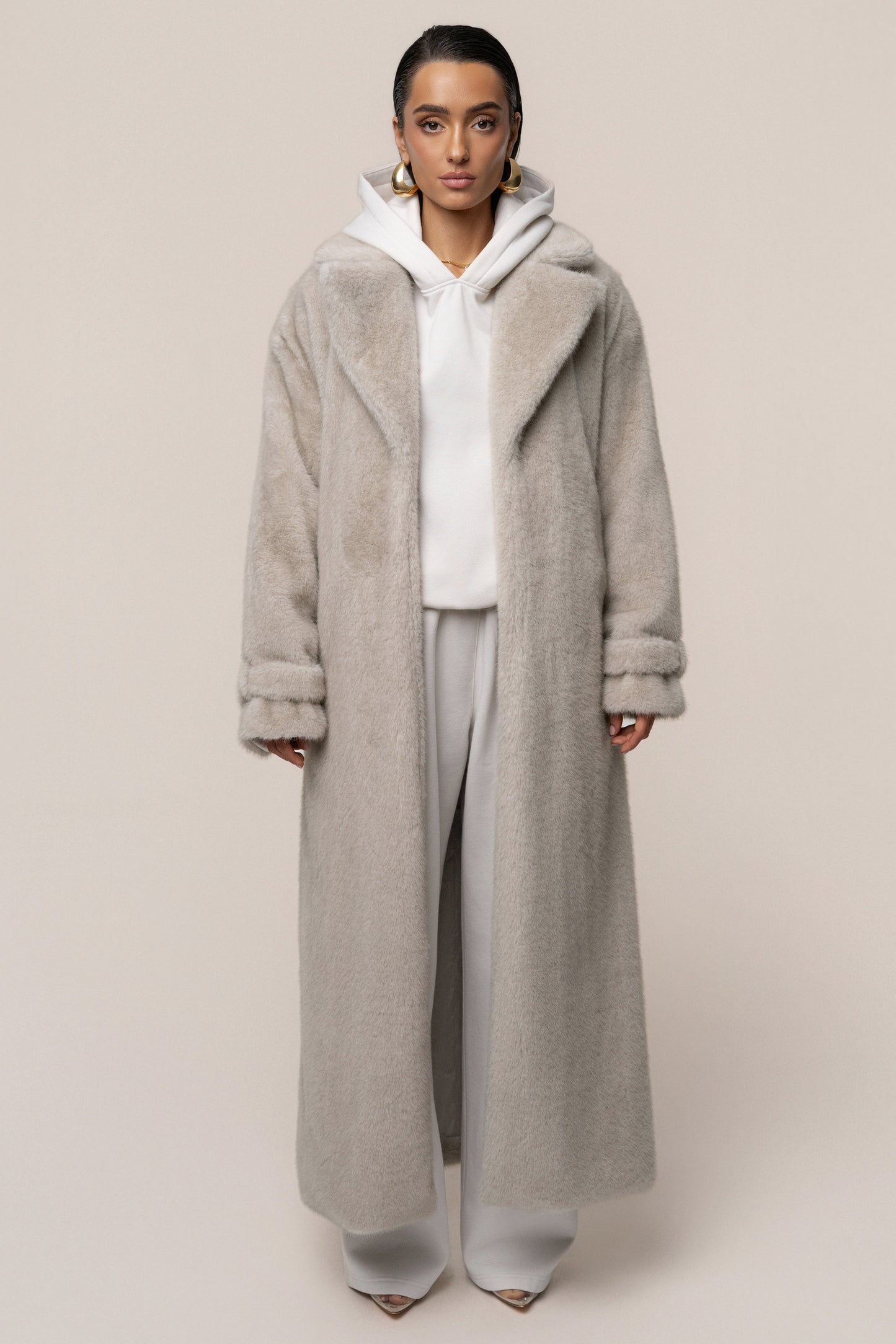 Stone Uptown Faux Fur Coat JLUXLABEL