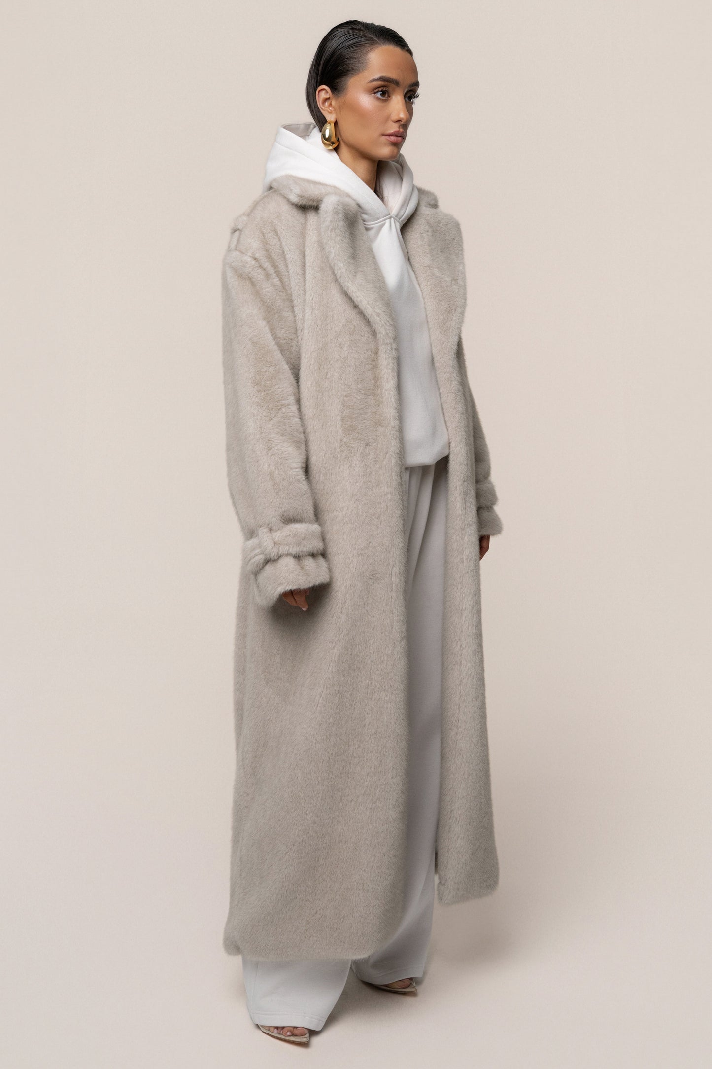 Stone Uptown Faux Fur Coat JLUXLABEL