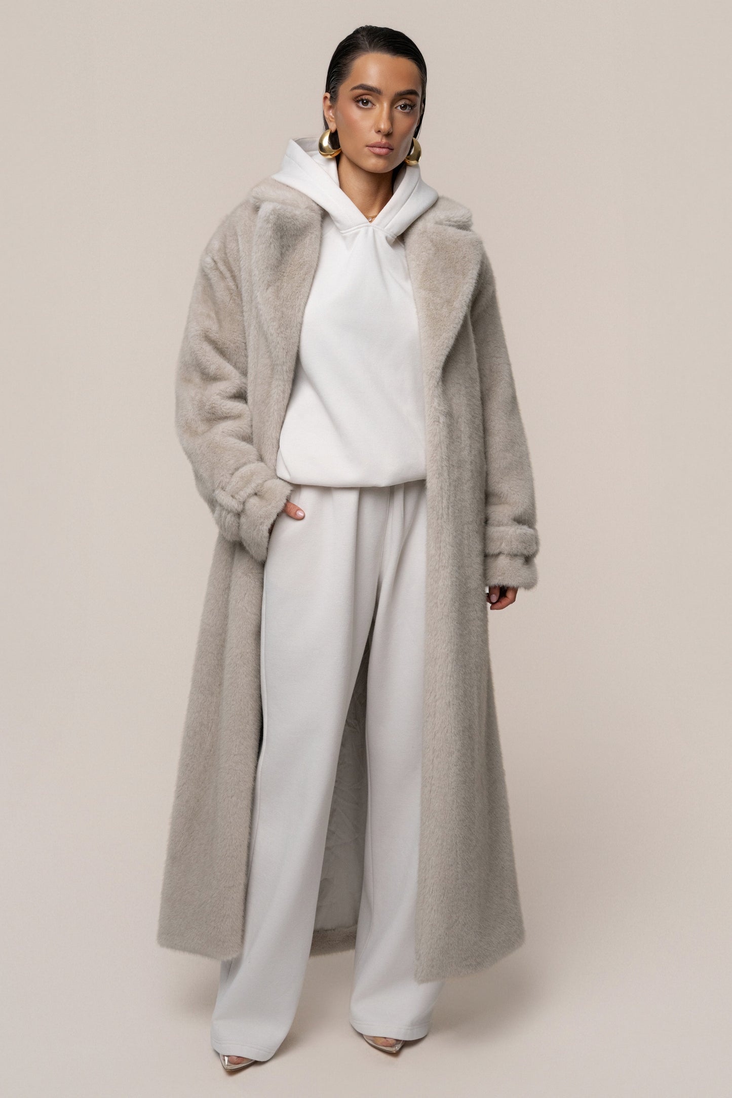 Stone Uptown Faux Fur Coat JLUXLABEL