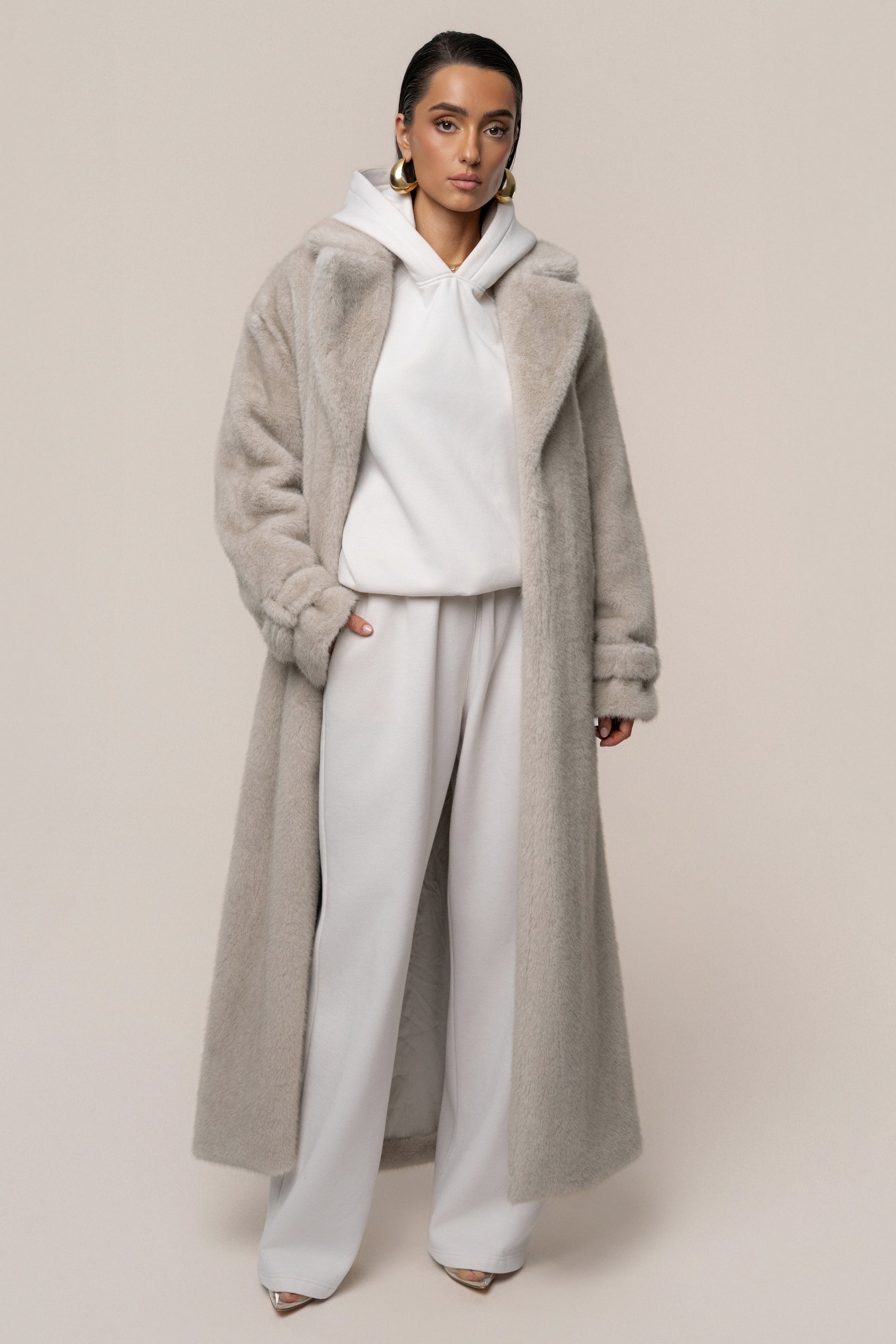 Stone Uptown Faux Fur Coat JLUXLABEL