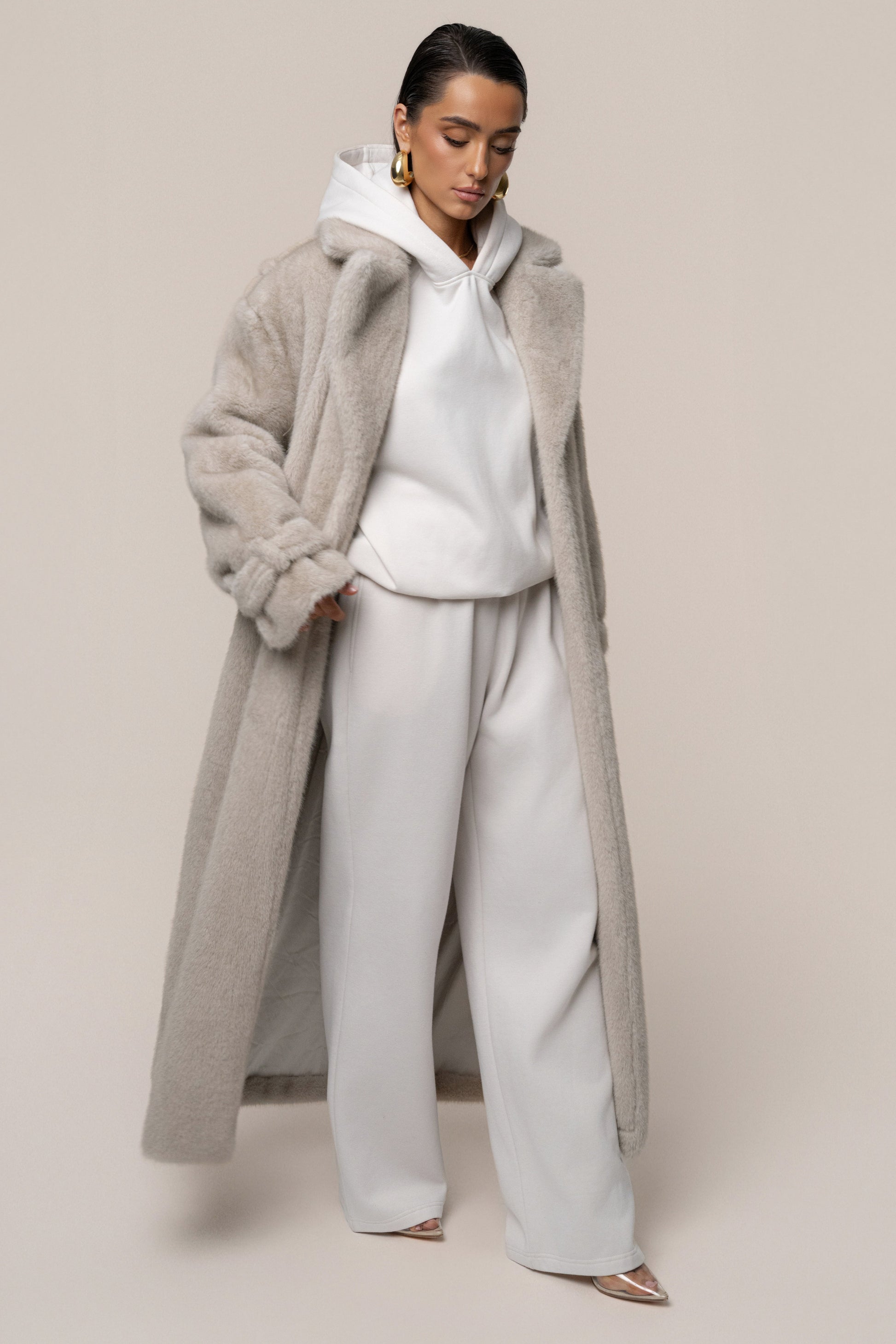 Stone Uptown Faux Fur Coat JLUXLABEL