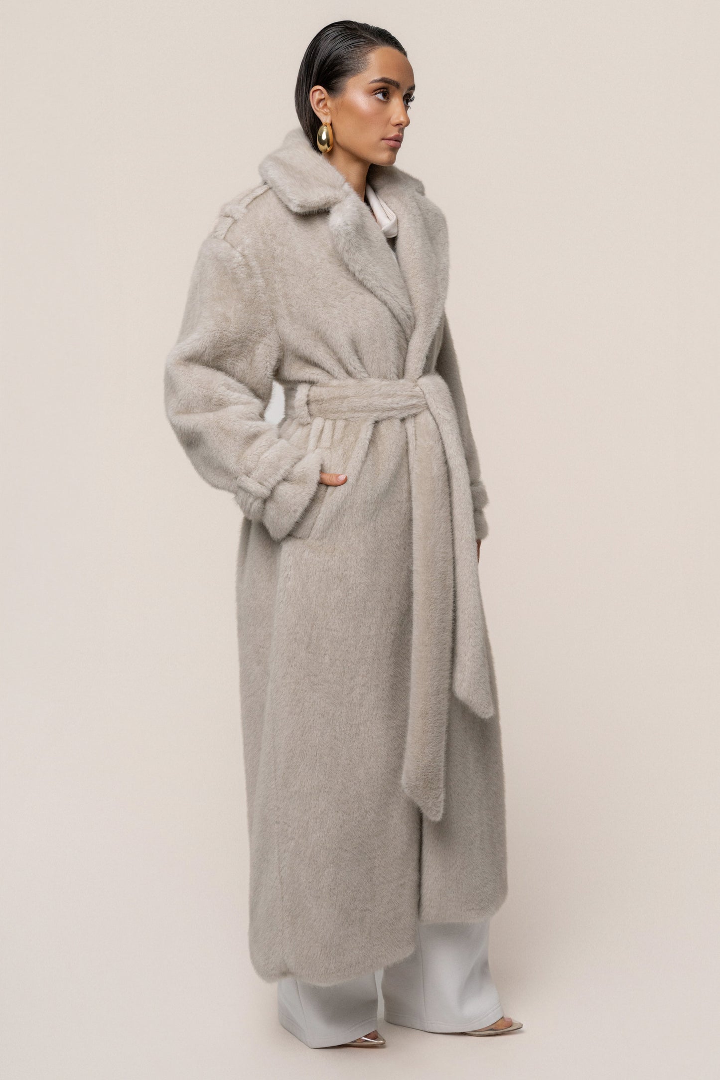Stone Uptown Faux Fur Coat JLUXLABEL