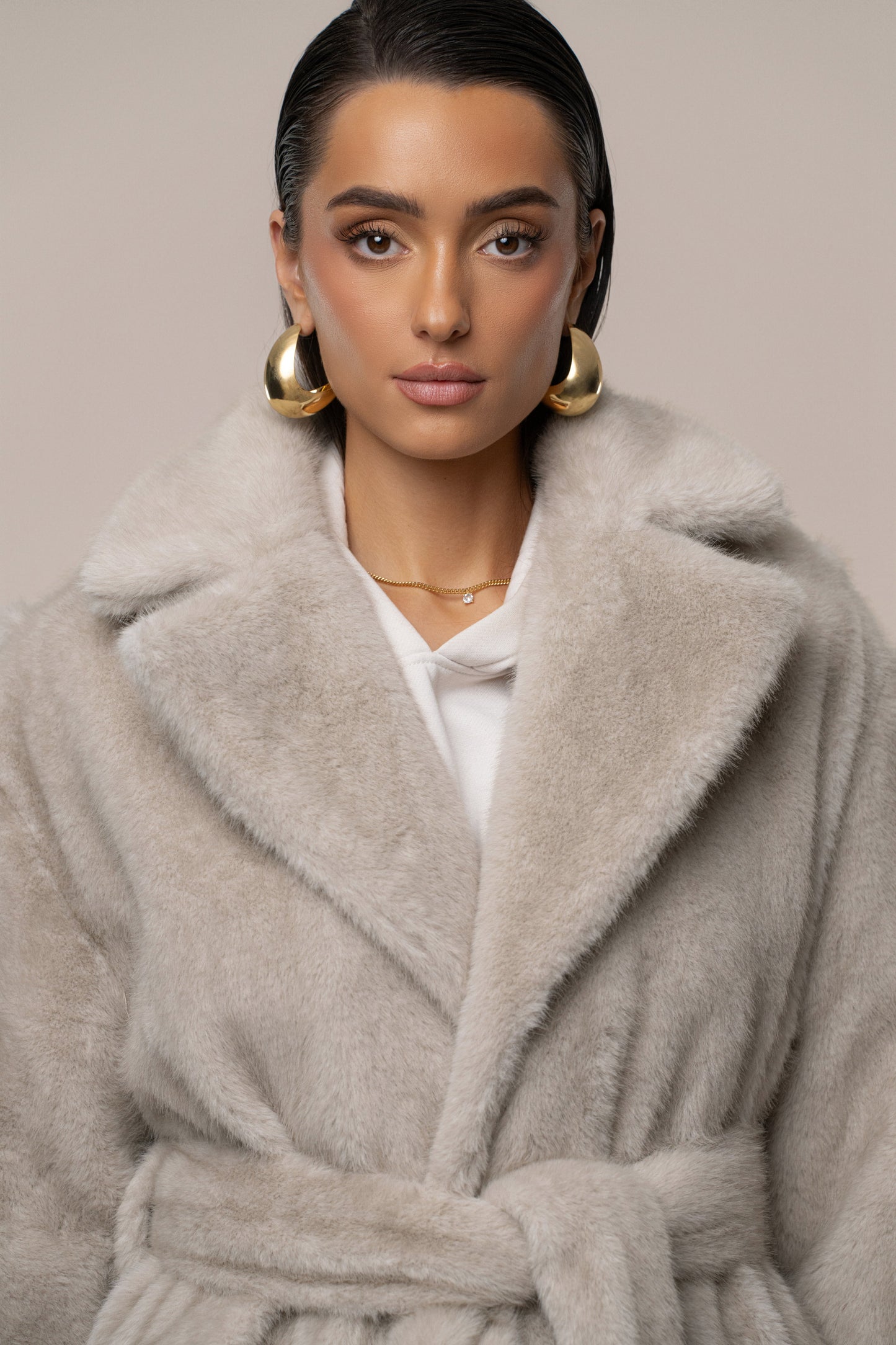 Stone Uptown Faux Fur Coat JLUXLABEL