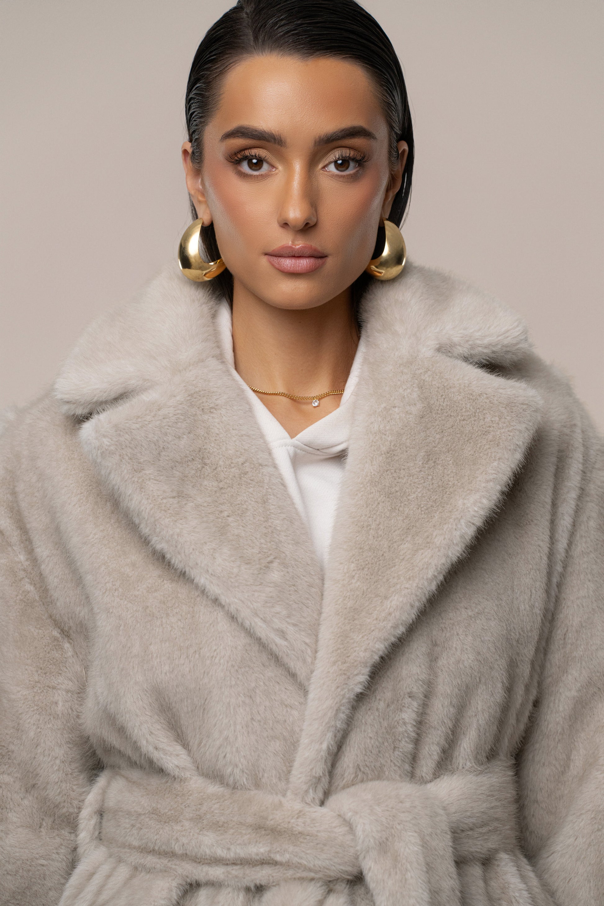 Stone Uptown Faux Fur Coat JLUXLABEL